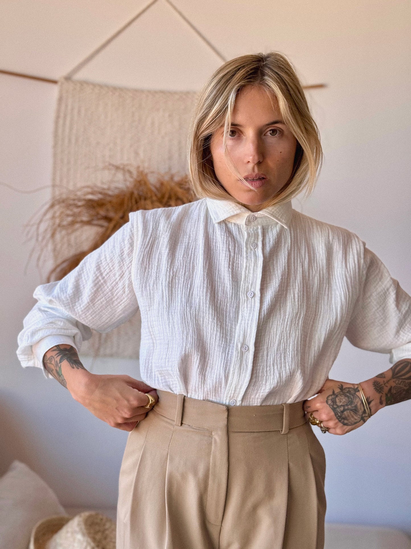 ABELIA Boyfriendshirt cotton fine goldstripes - A Peace of Ibiza® Collection Archives