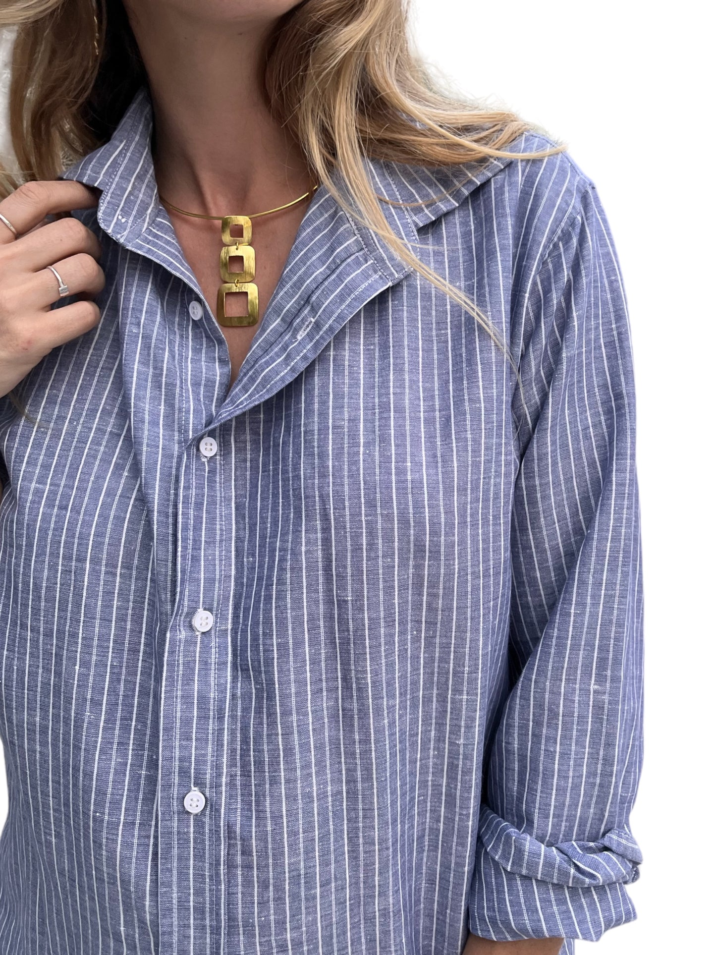 HELENE Boyfriendshirt linen cotton striped - A Peace of Ibiza® Collection Blouse