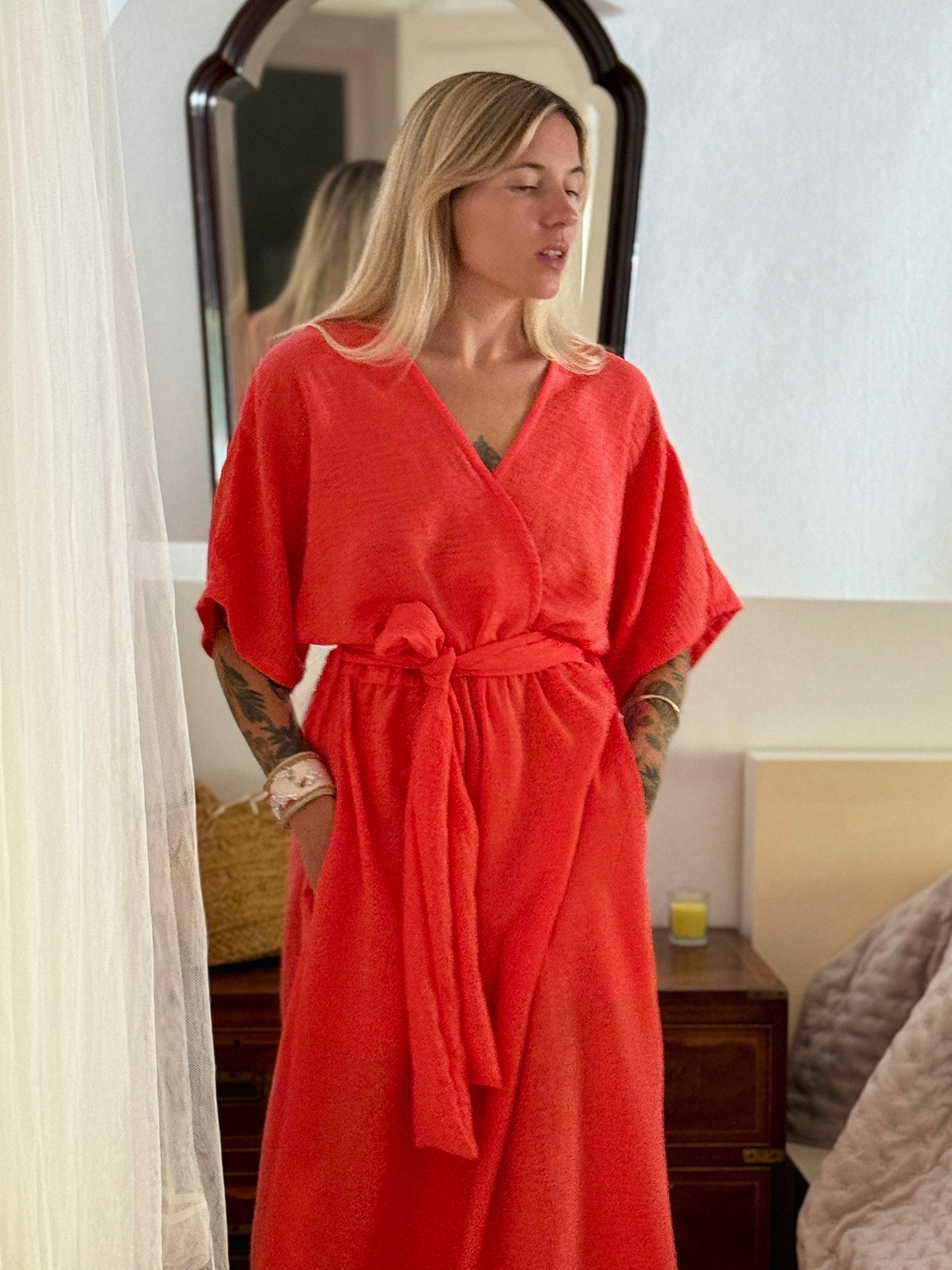 DELPHINE DRESS coral one size - A Peace of Ibiza® Collection Dress
