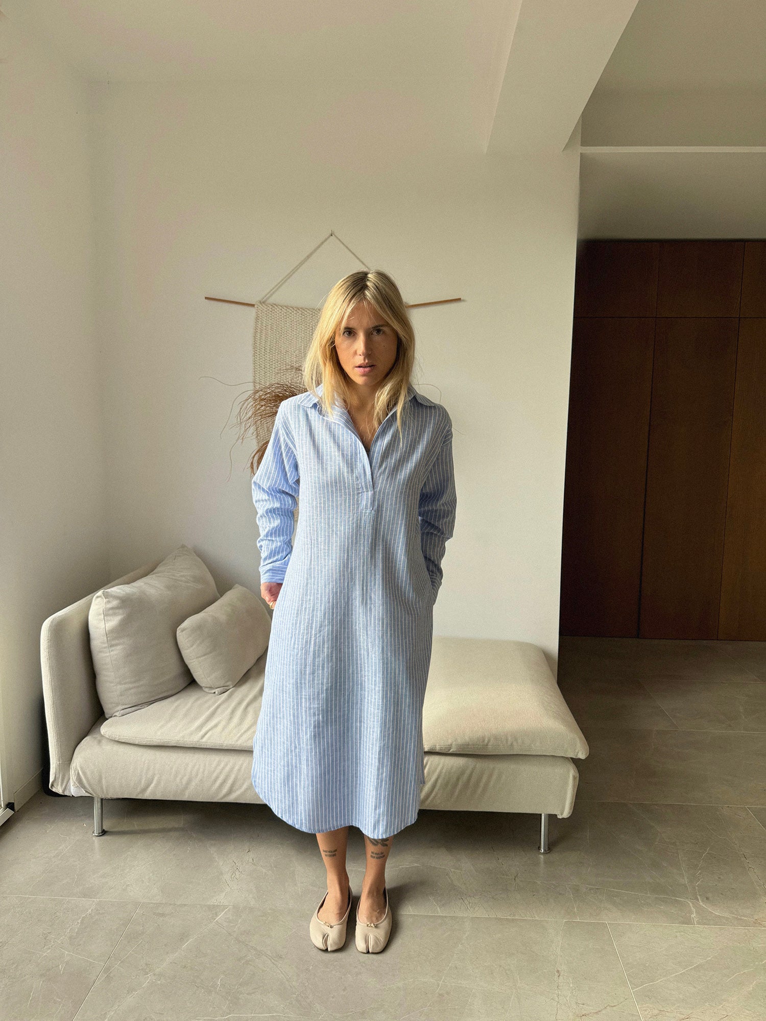 CASSIS DRESS linen cotton striped - A Peace of Ibiza® Collection Kleider