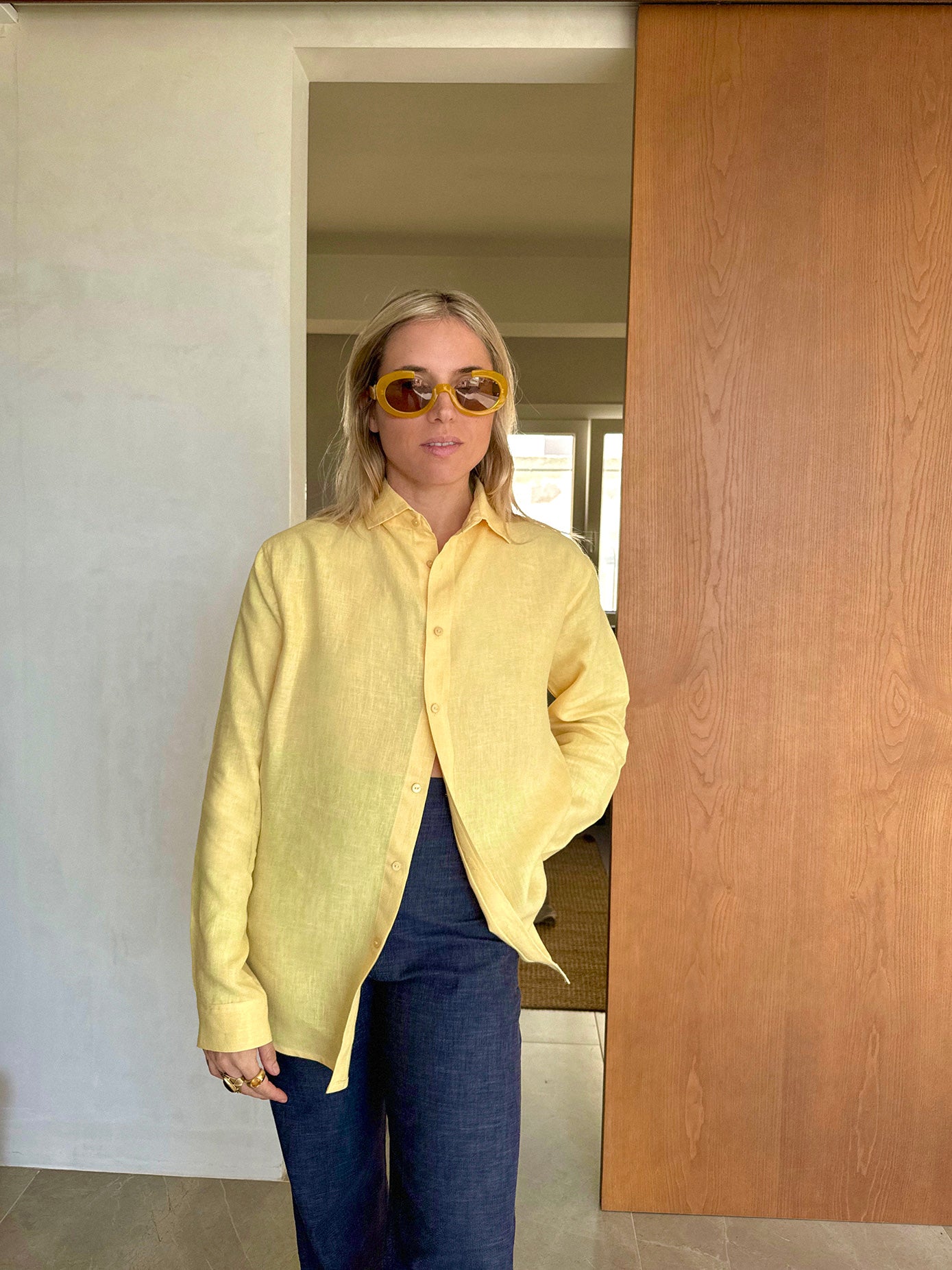 BELGIUM Boyfriendshirt yellow fine Belgium Linen - A Peace of Ibiza® Collection Blouse