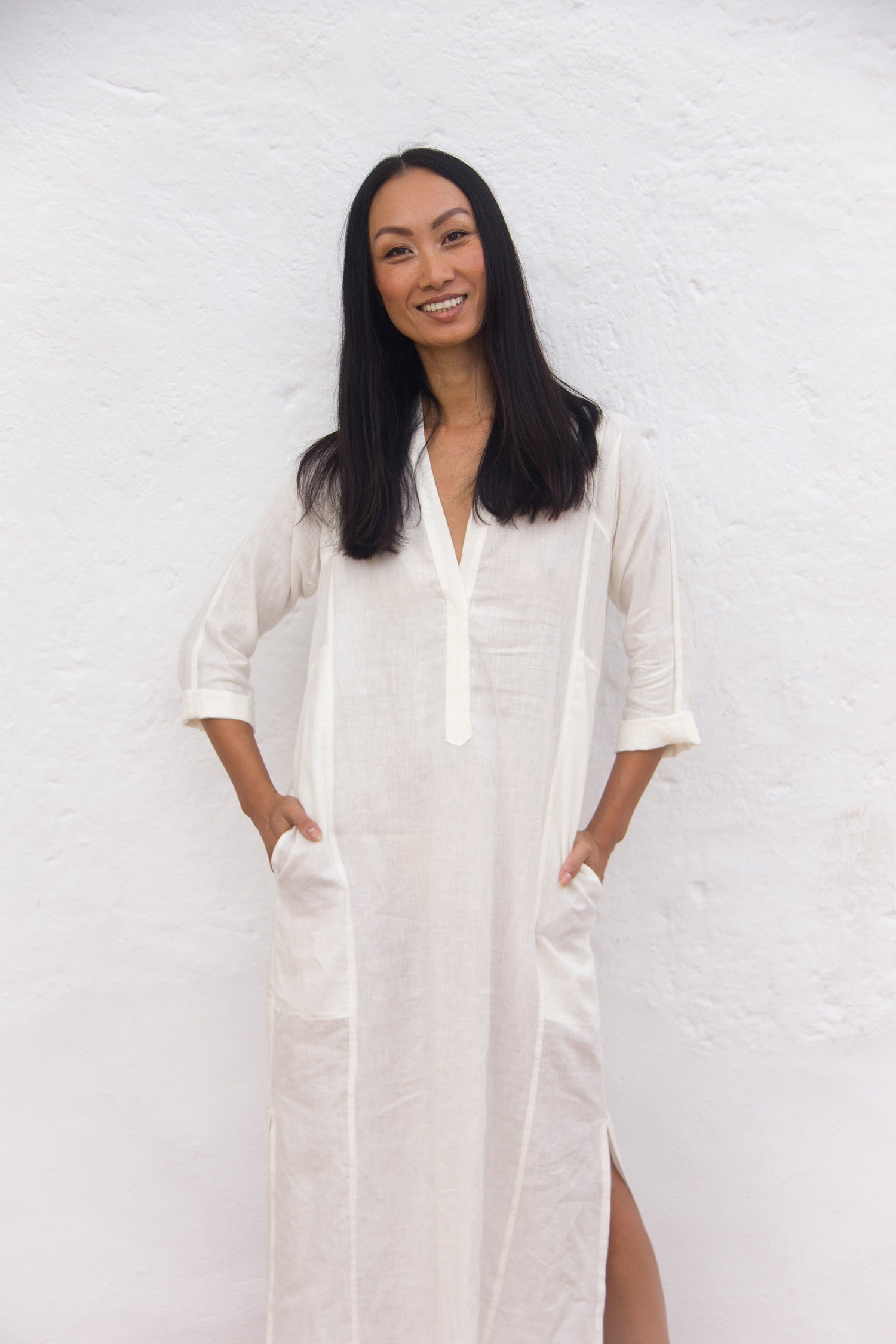 CAPRI DRESS Belgium linen oyster - A Peace of Ibiza® Collection Dress