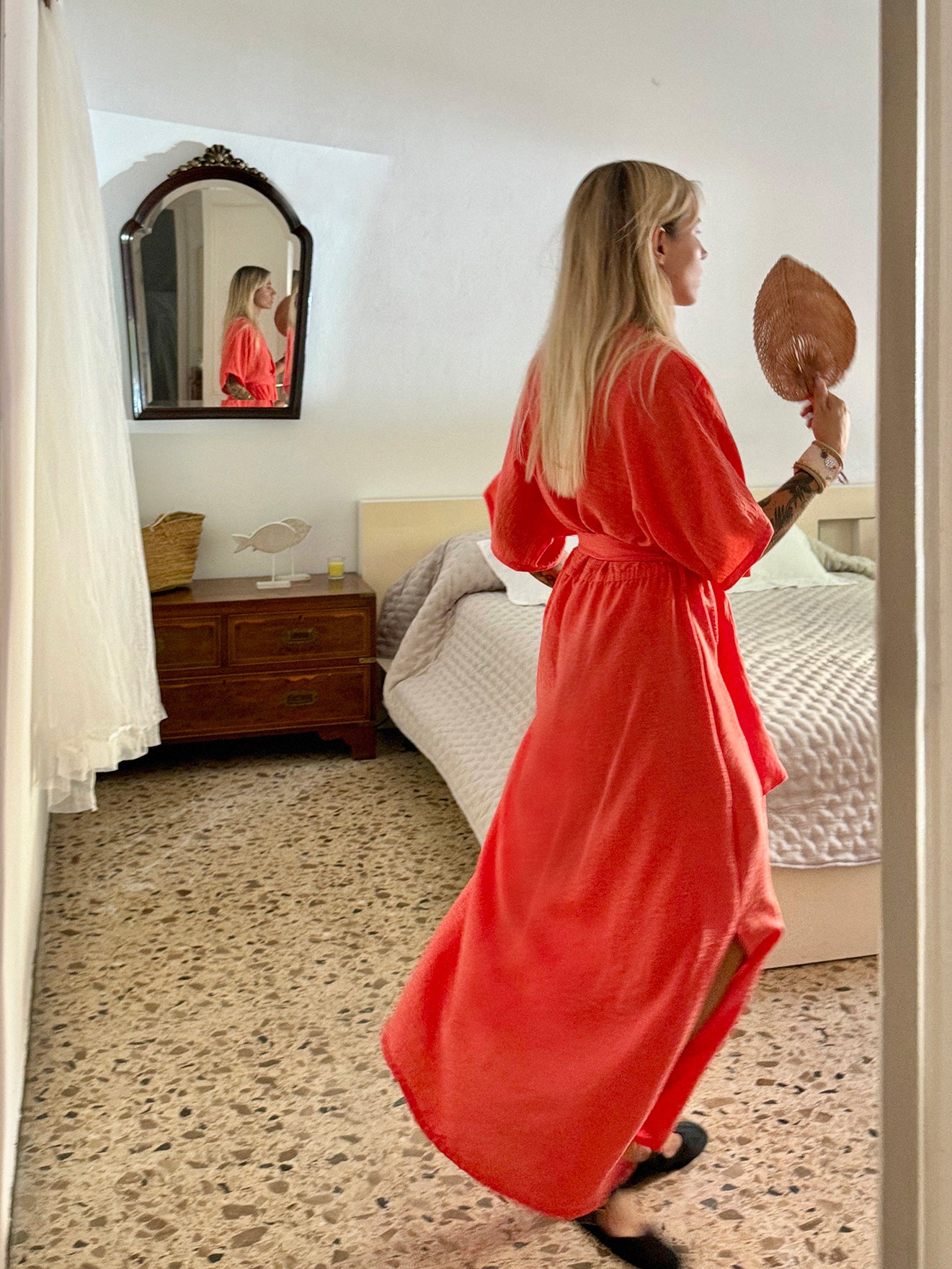 DELPHINE DRESS coral one size - A Peace of Ibiza® Collection Dress