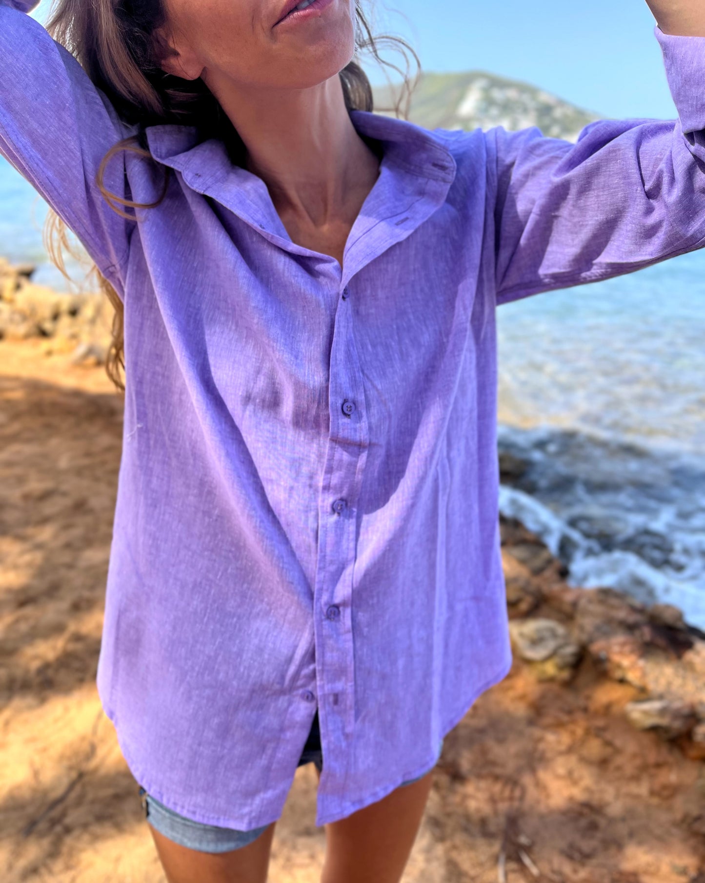 LIVIA BOYFRIENDSHIRT linen cotton lavander