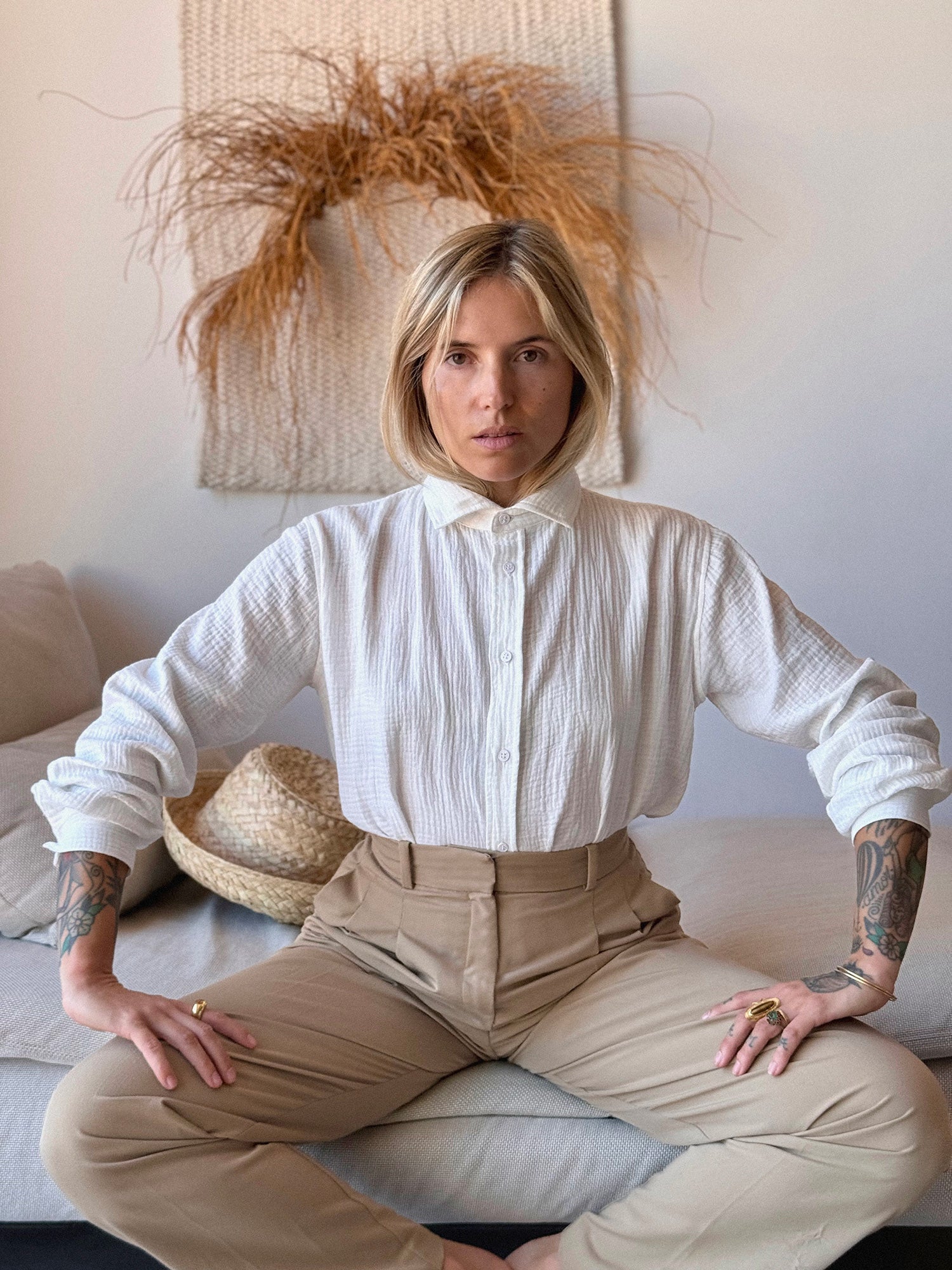 ABELIA Boyfriendshirt cotton fine goldstripes - A Peace of Ibiza® Collection Archives