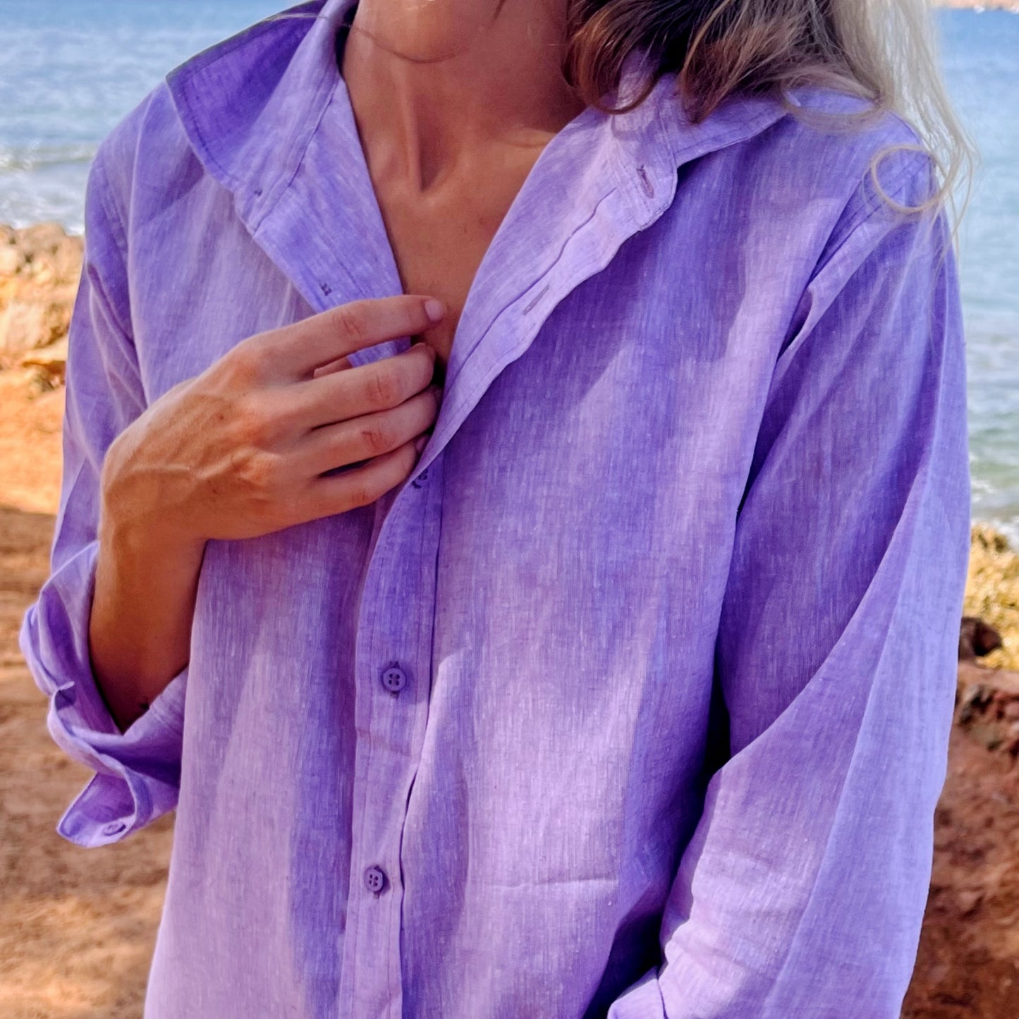 LIVIA BOYFRIENDSHIRT linen cotton lavander