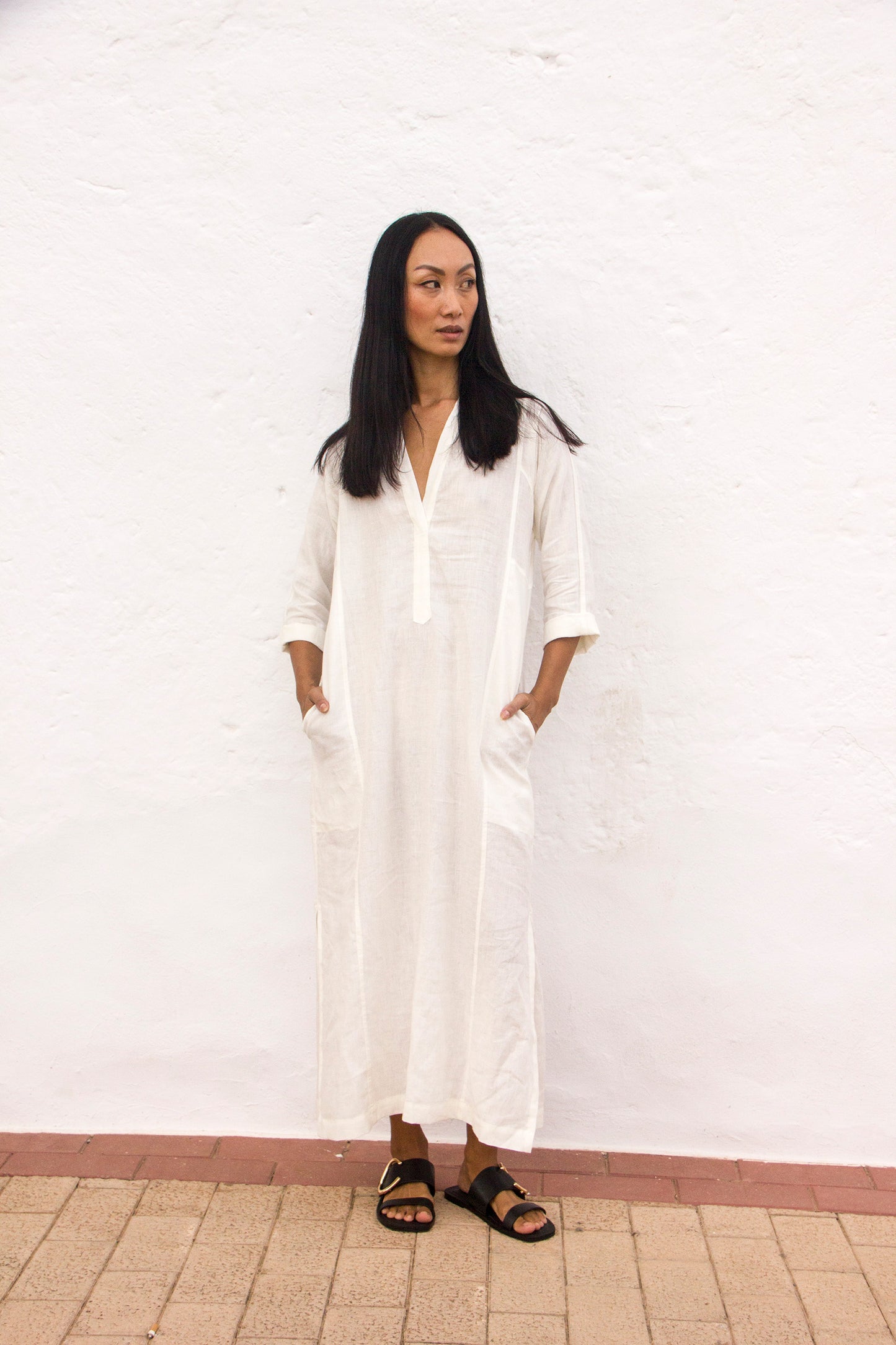 CAPRI DRESS Belgium linen oyster - A Peace of Ibiza® Collection Dress