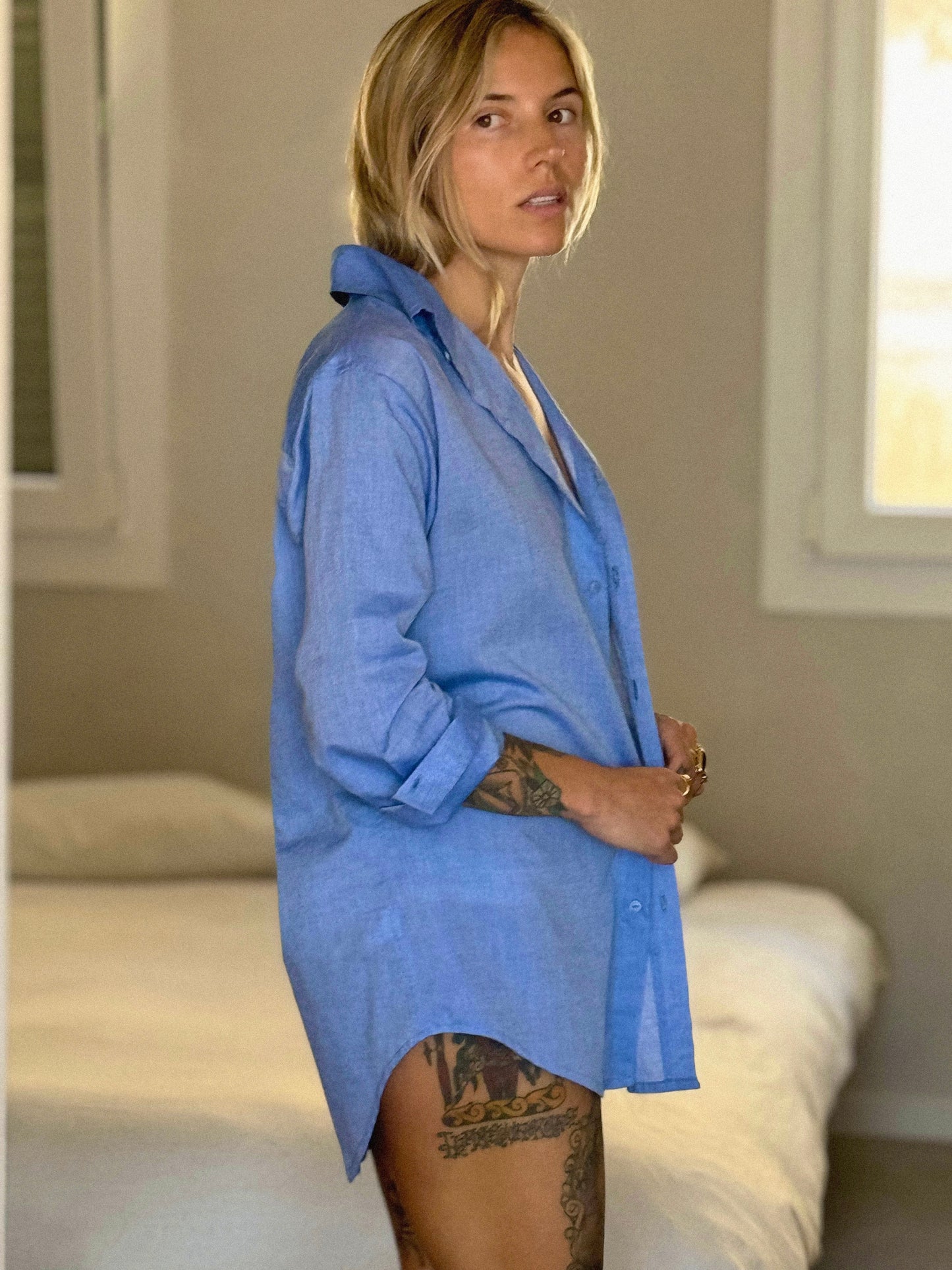 DAYAMI BOYFRIENDSHIRT light cotton blue - A Peace of Ibiza® Collection Blouse