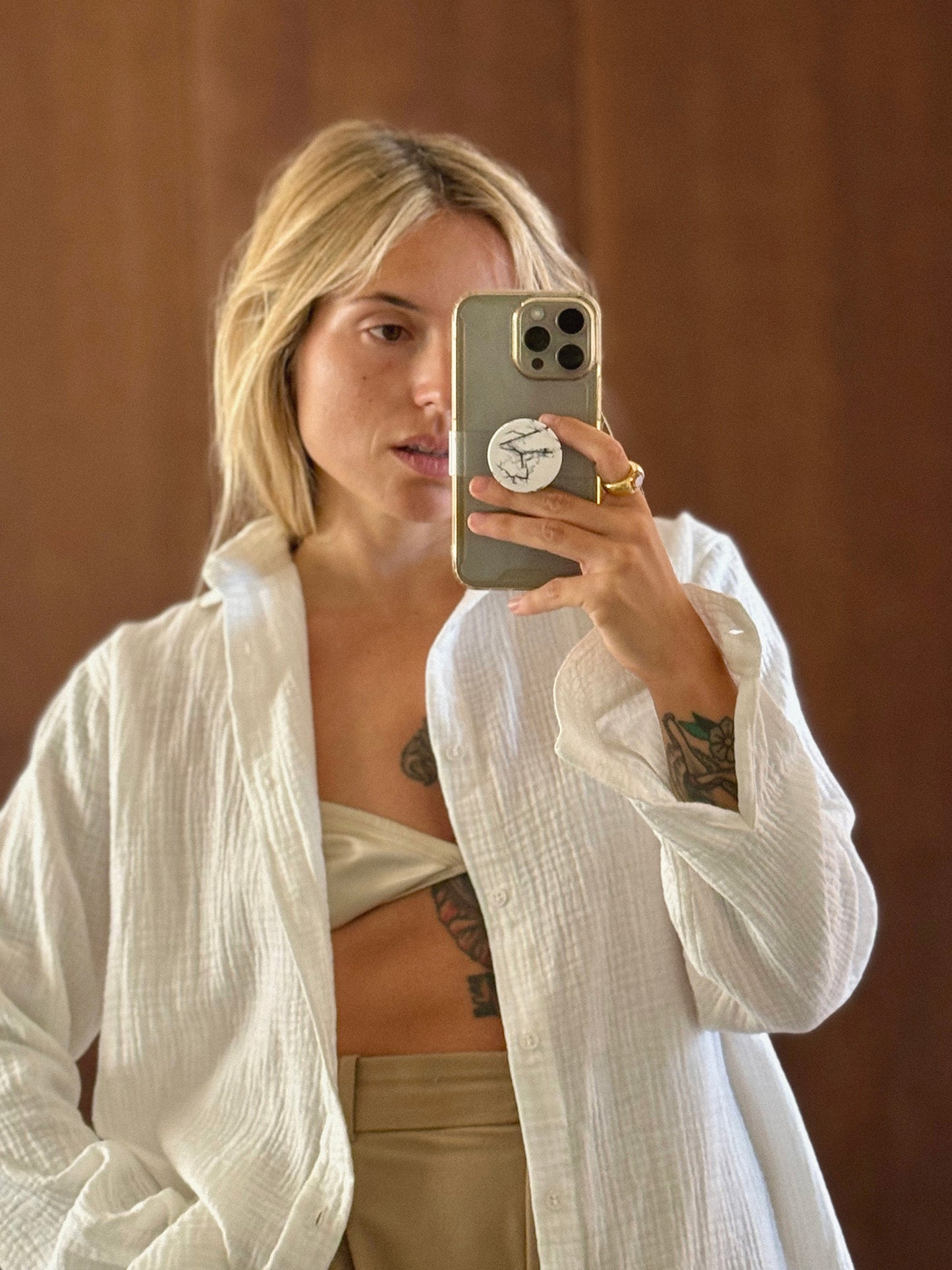 ABELIA Boyfriendshirt cotton fine goldstripes - A Peace of Ibiza® Collection Archives