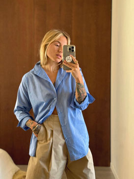 DAYAMI BOYFRIENDSHIRT light cotton blue - A Peace of Ibiza® Collection Blouse