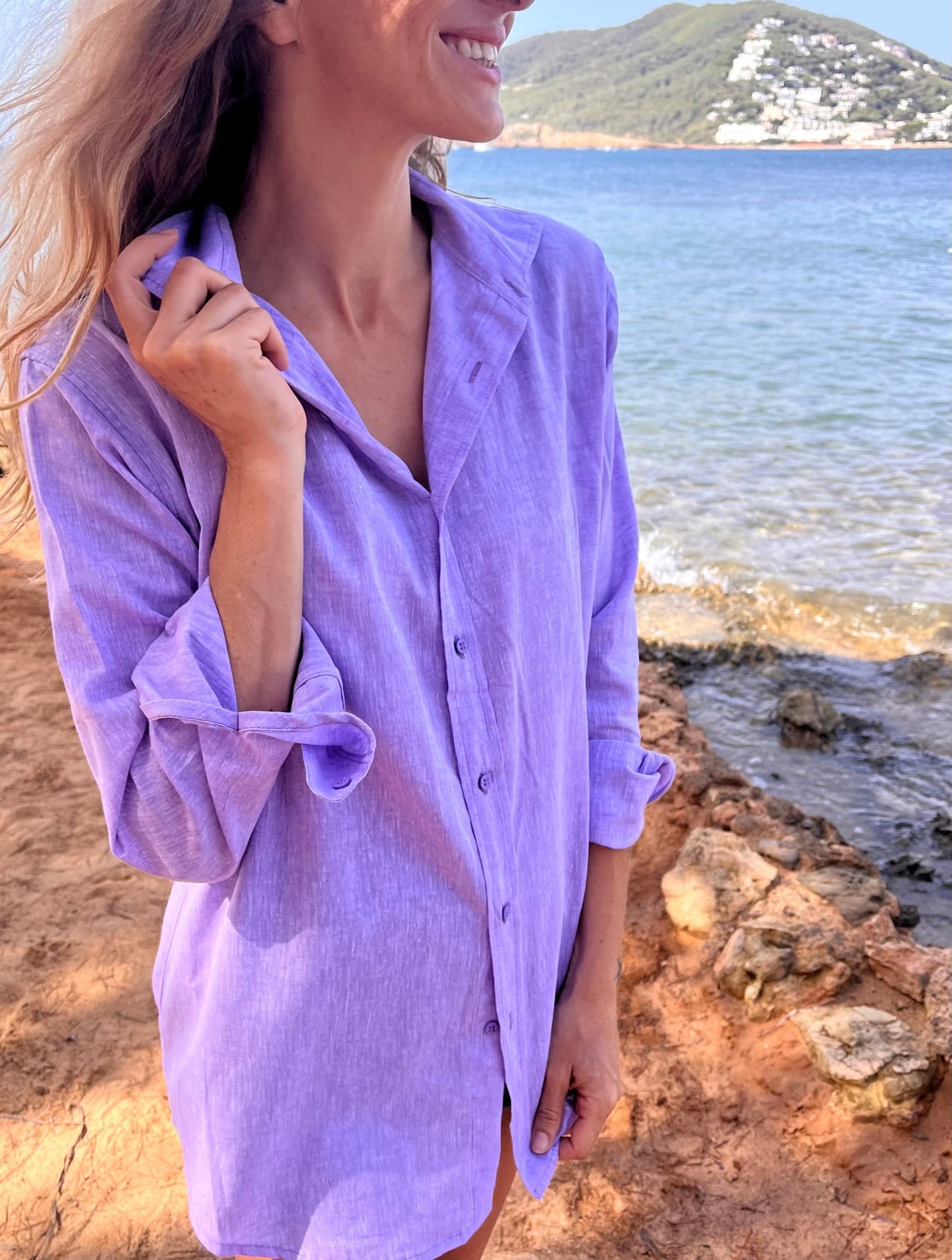 LIVIA BOYFRIENDSHIRT linen cotton lavander