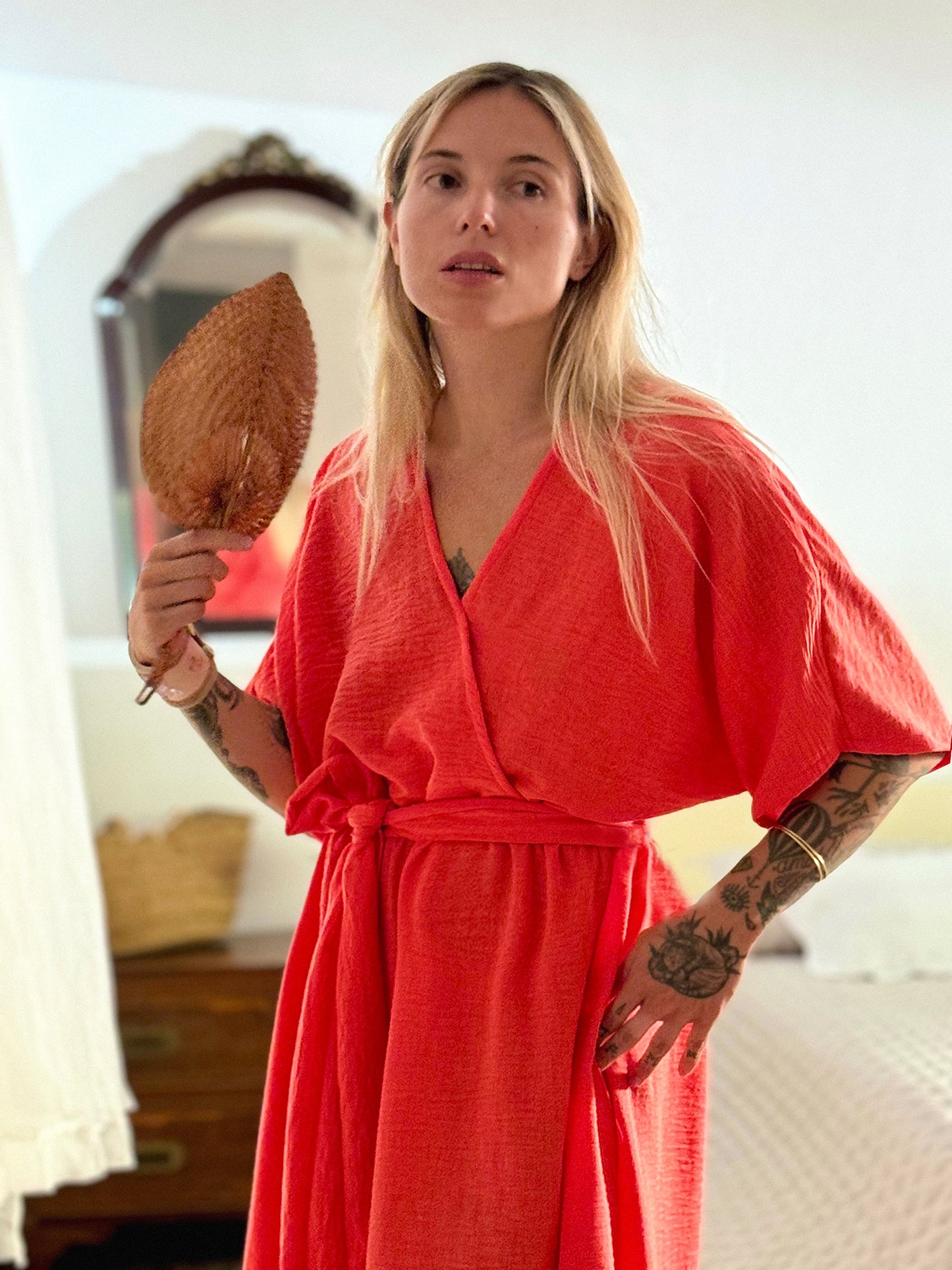 DELPHINE DRESS coral one size - A Peace of Ibiza® Collection Dress