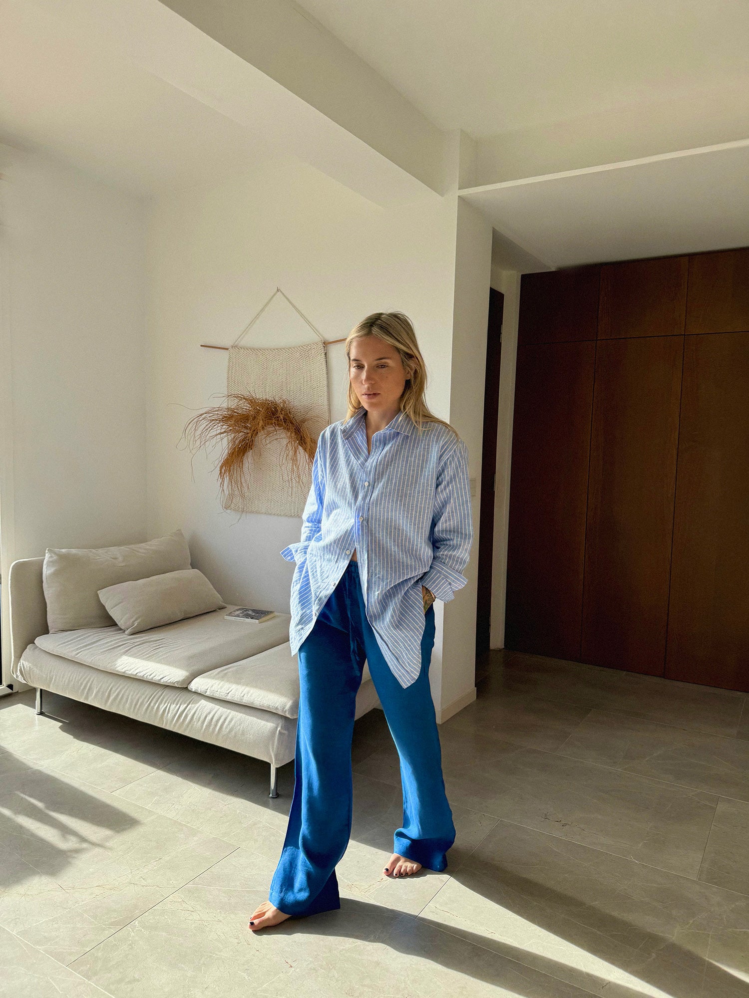 BELGIUM Drawstringtrousers fine Belgium linen royalblue - A Peace of Ibiza® Collection Trousers