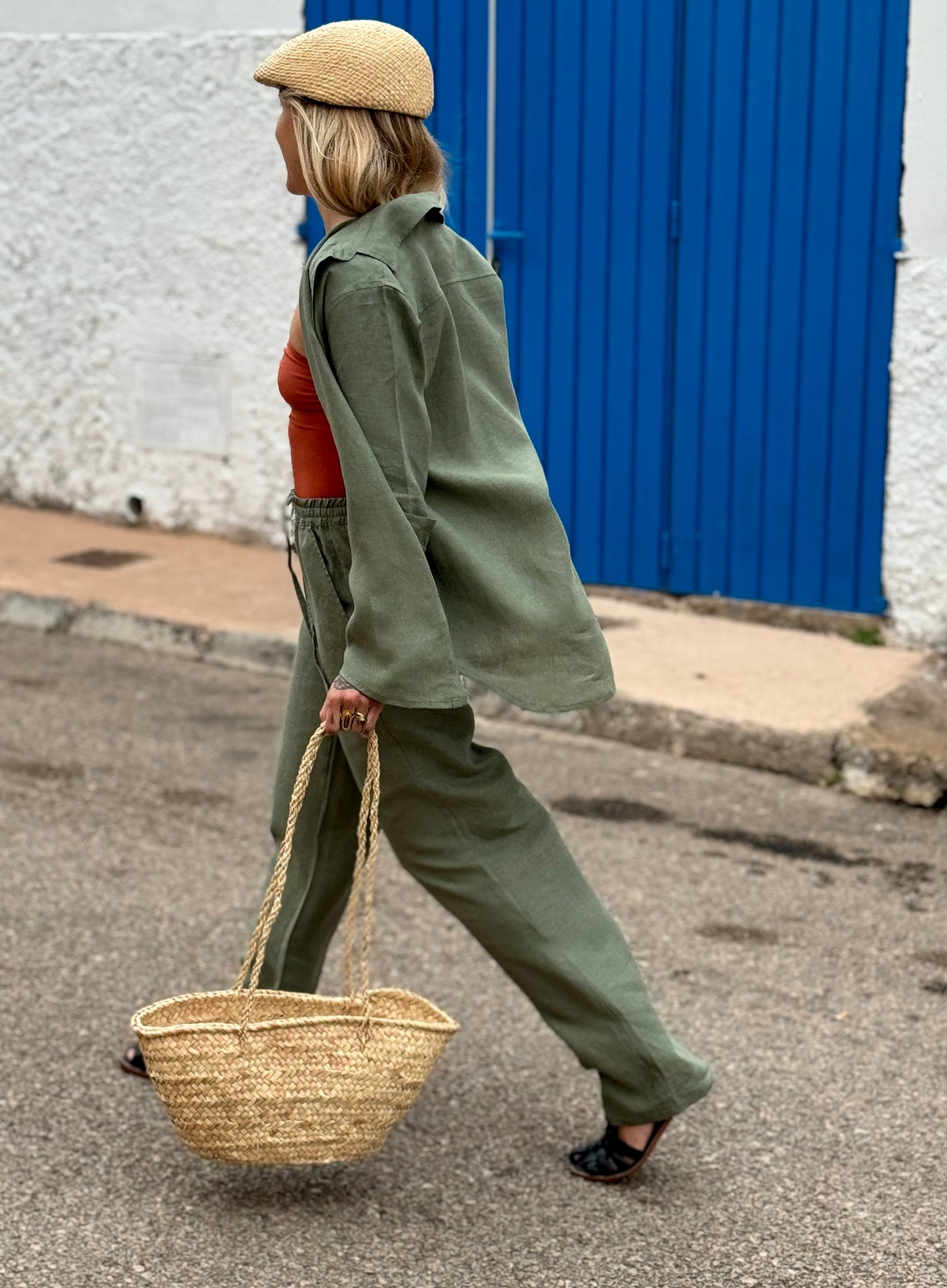 BELGIUM Boyfriendshirt Linen khaki - A Peace of Ibiza® Collection Blouse