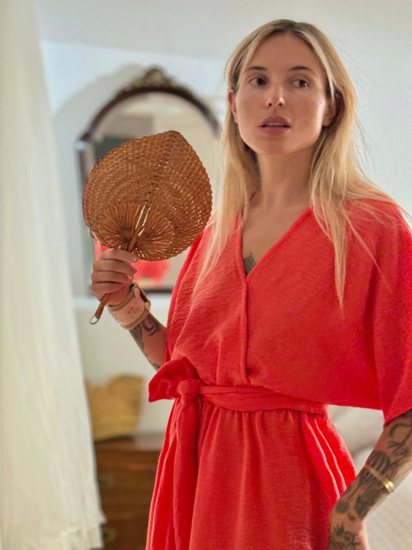 DELPHINE DRESS coral one size - A Peace of Ibiza® Collection Dress