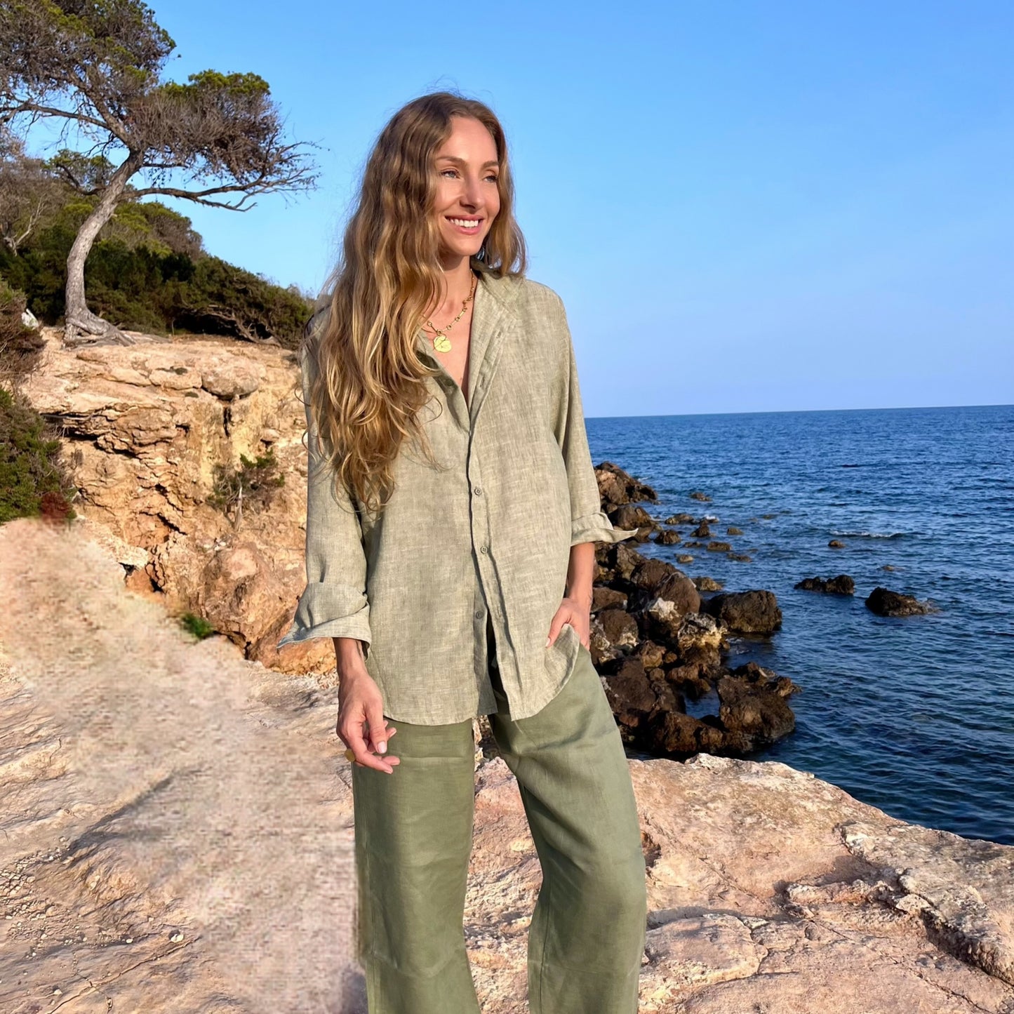 KELLY Boyfriendshirt soft green/olive