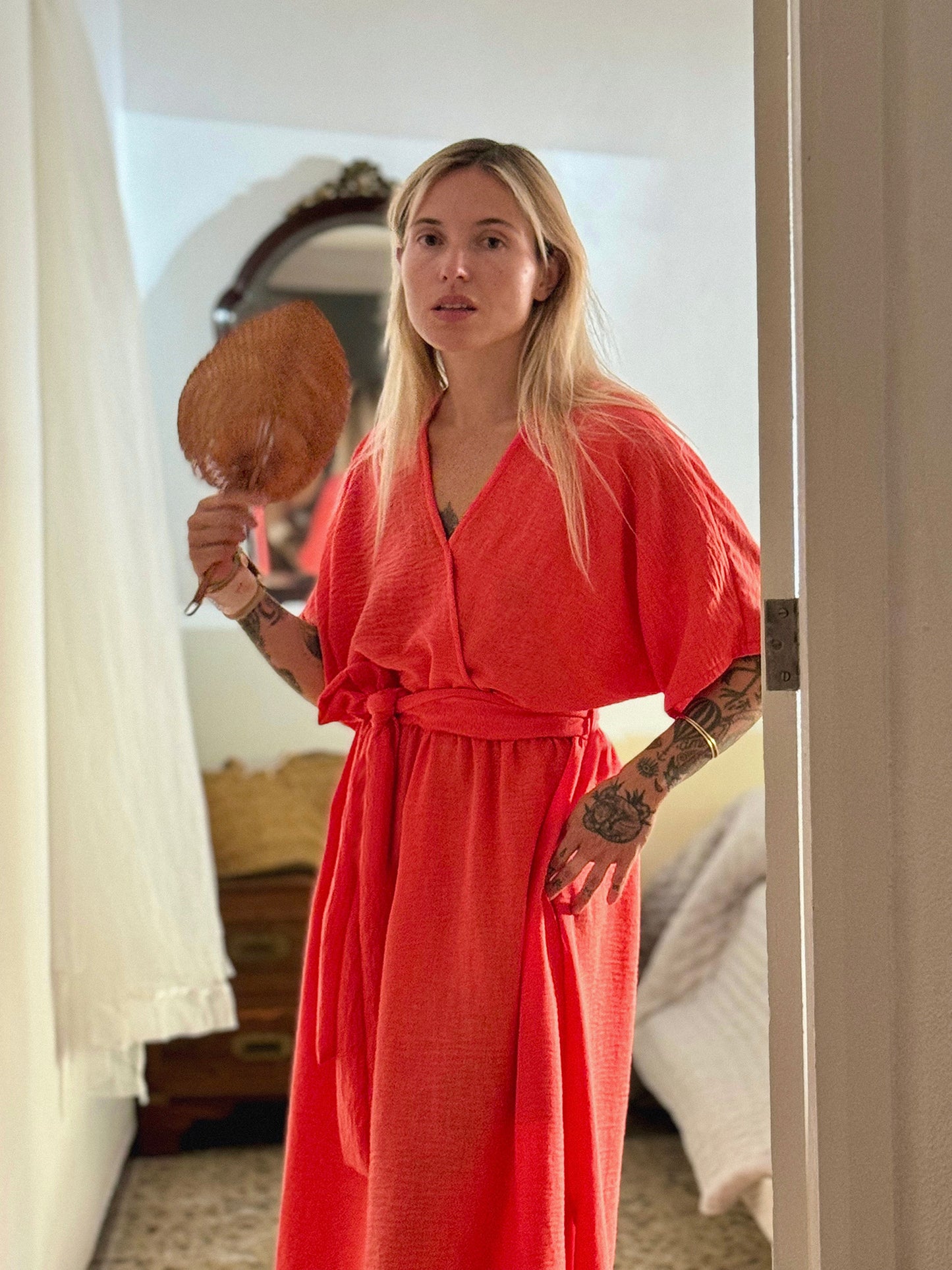 DELPHINE DRESS coral one size - A Peace of Ibiza® Collection Dress