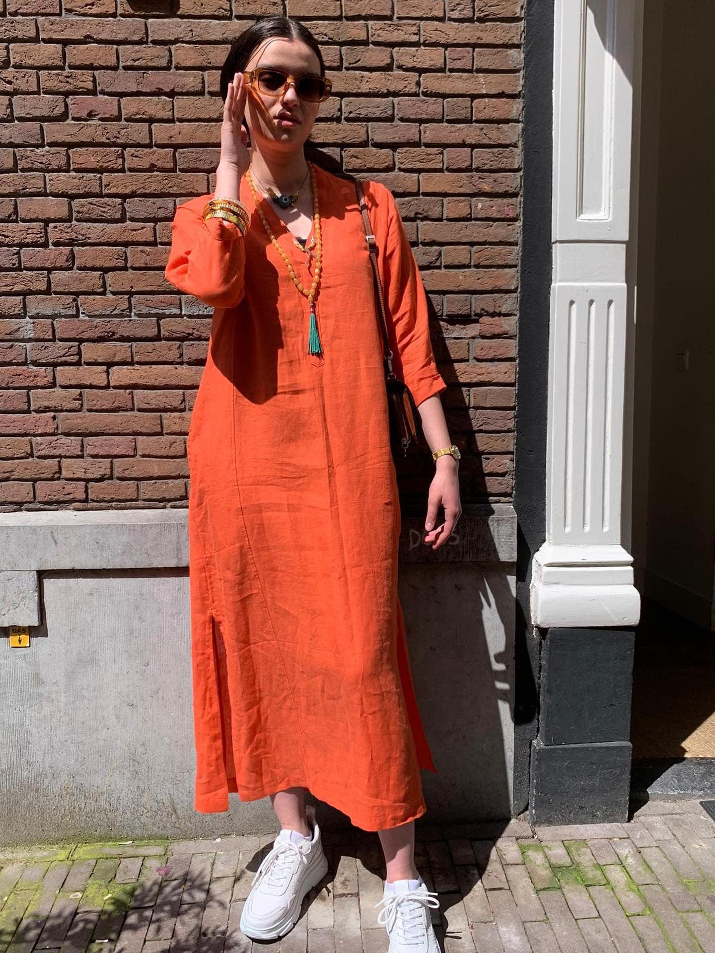 CAPRI DRESS Belgium linen red clay - A Peace of Ibiza® Collection Kleider