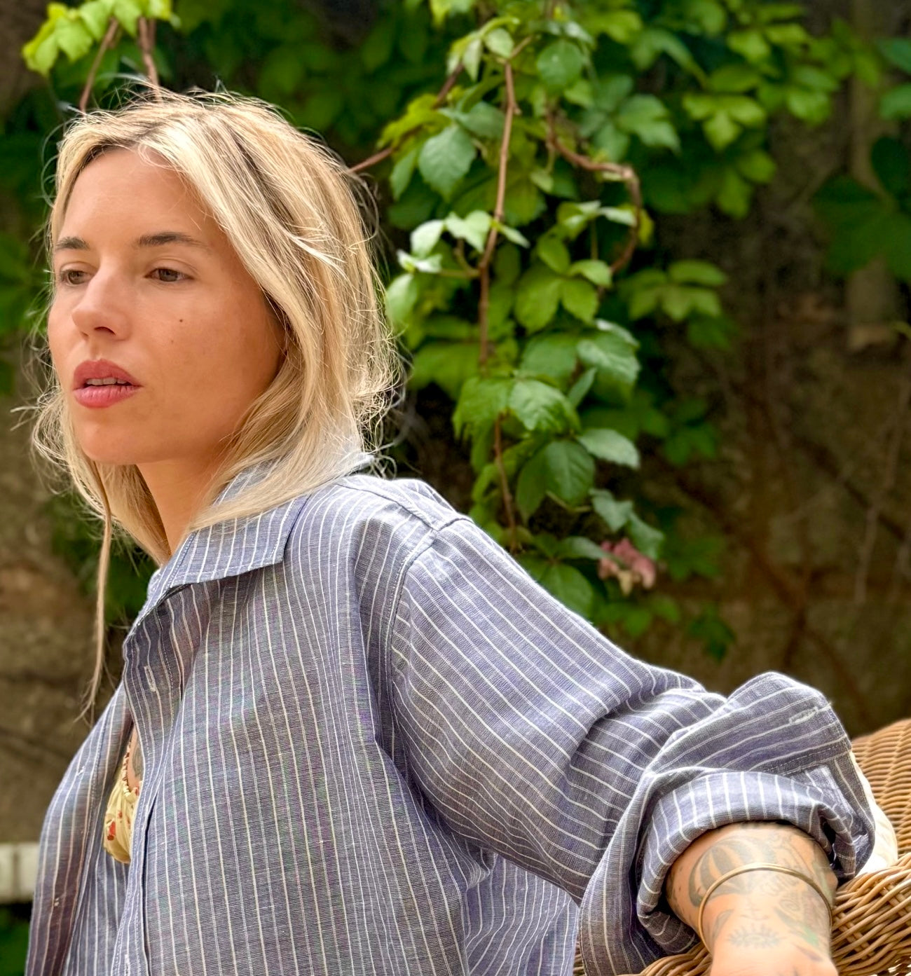 HELENE Boyfriendshirt linen cotton striped - A Peace of Ibiza® Collection Blouse