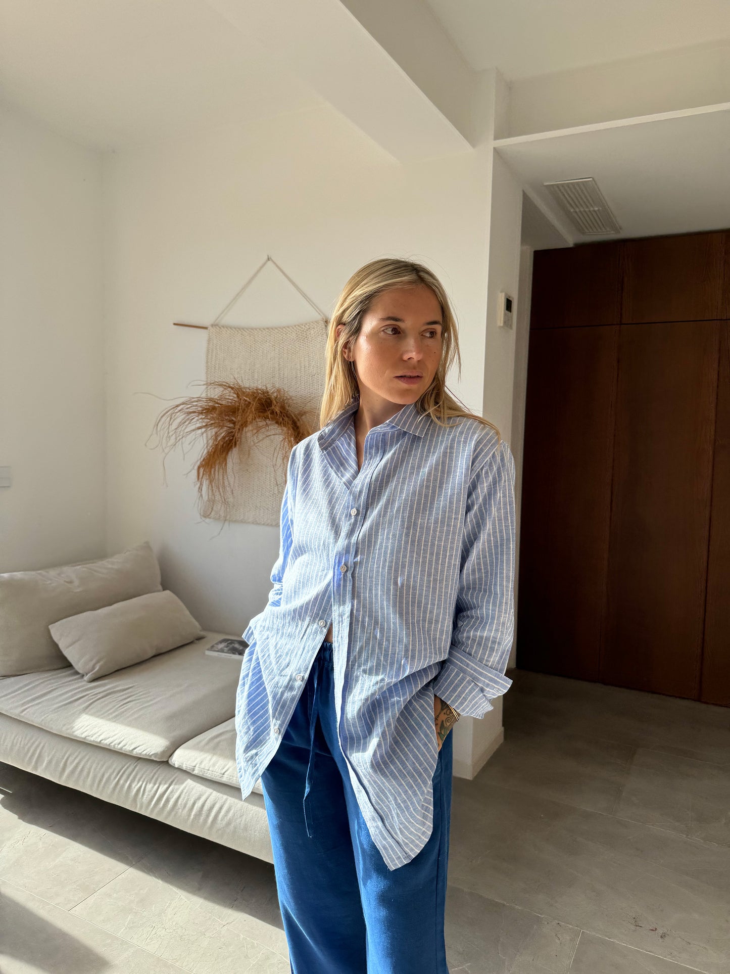 PAULINE BOYFRIENDSHIRT blue stripes - A Peace of Ibiza® Collection Blouse