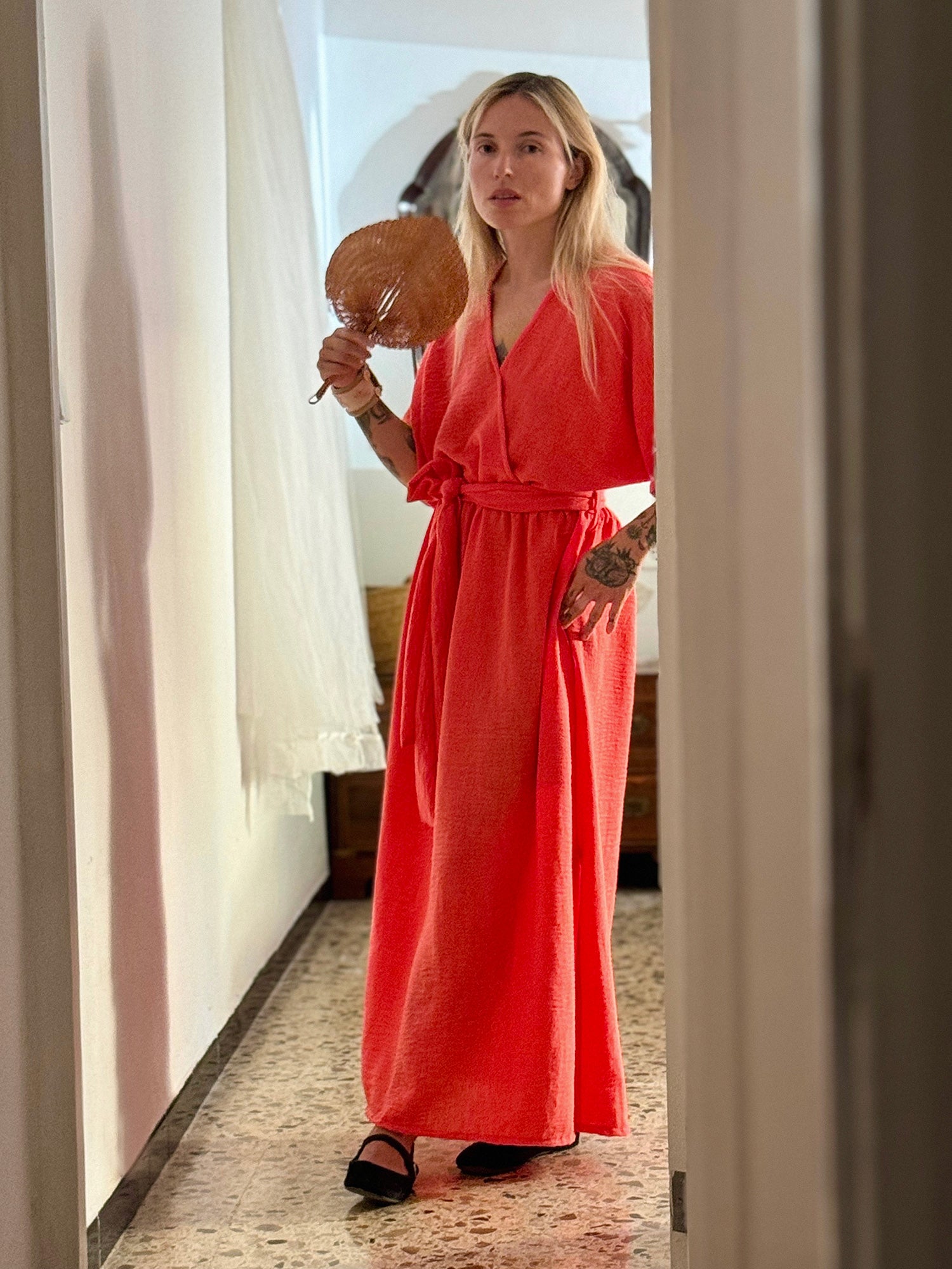 DELPHINE DRESS coral one size - A Peace of Ibiza® Collection Dress