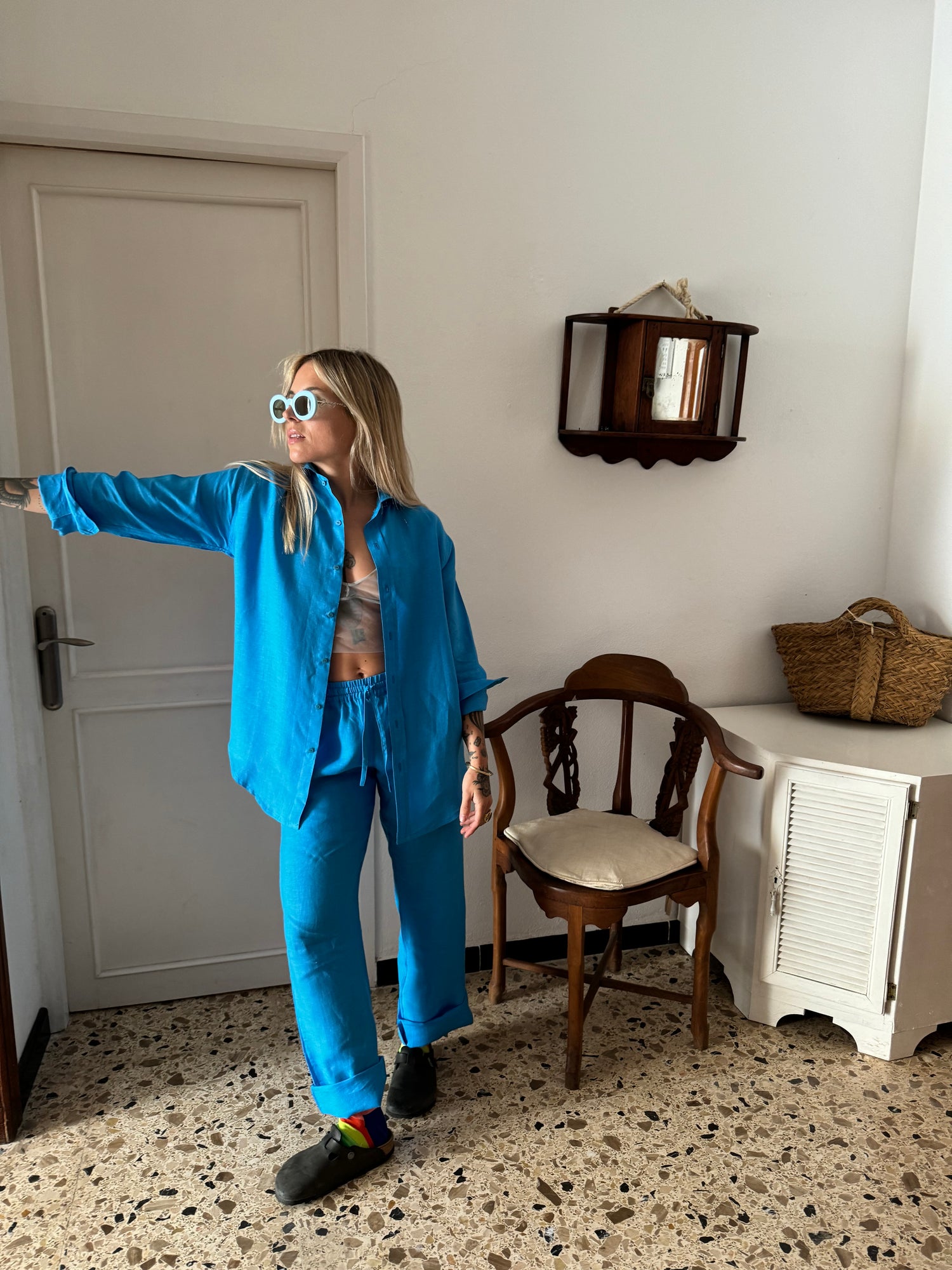 BELGIUM Boyfriendshirt Linen iceblue - A Peace of Ibiza® Collection Blouse