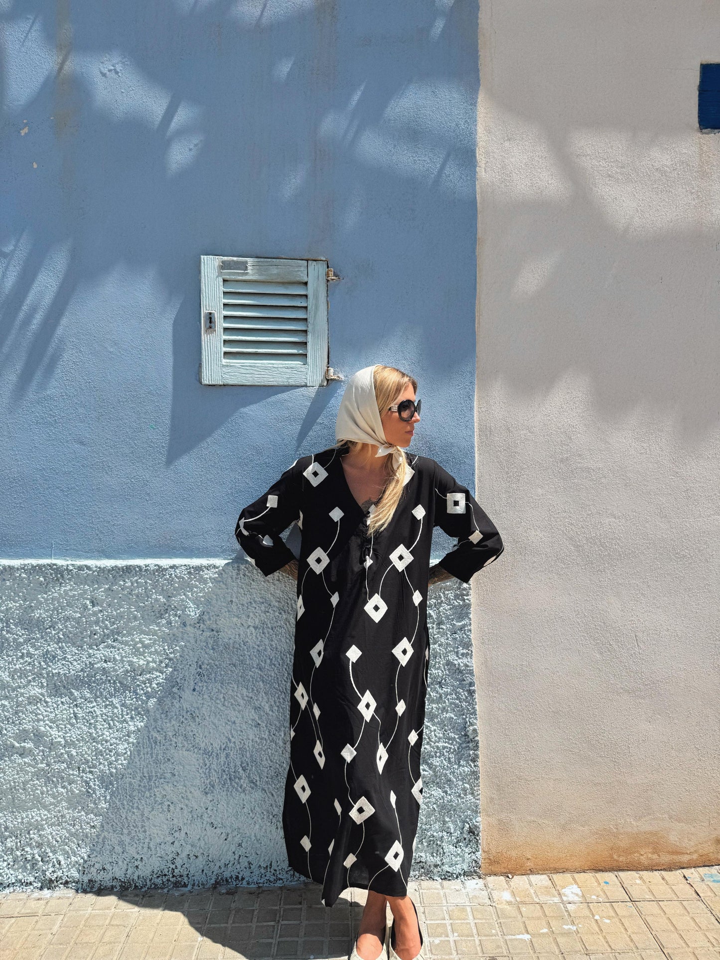 THALLASSO DRESS cotton with off white embroidery