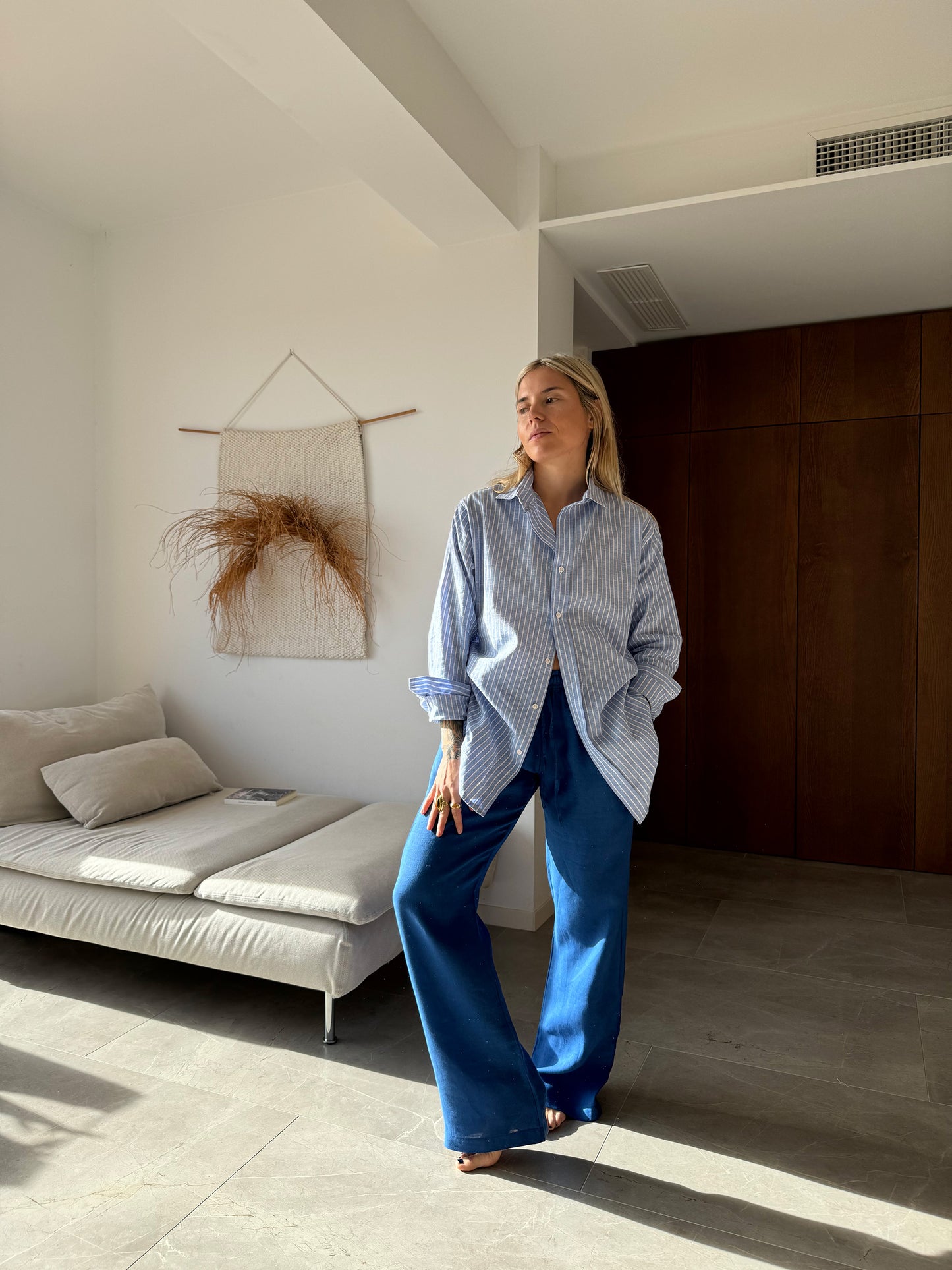 PAULINE BOYFRIENDSHIRT blue stripes - A Peace of Ibiza® Collection Blouse