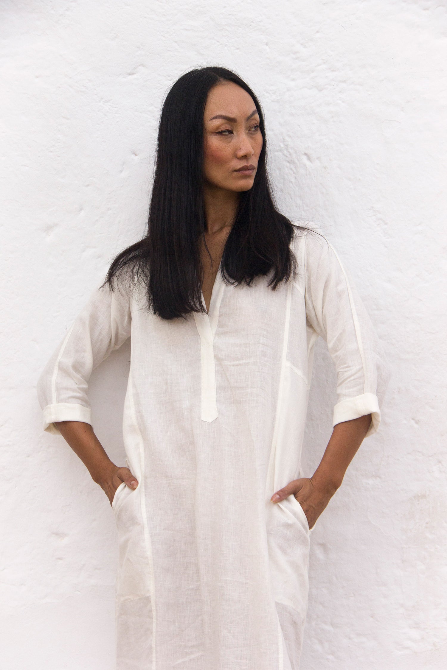 CAPRI DRESS Belgium linen oyster - A Peace of Ibiza® Collection Dress