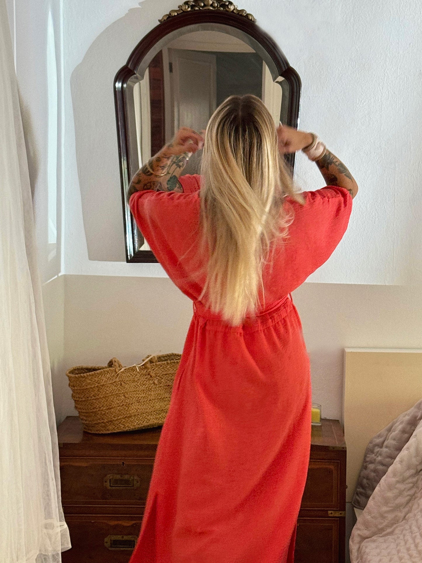 DELPHINE DRESS coral one size - A Peace of Ibiza® Collection Dress