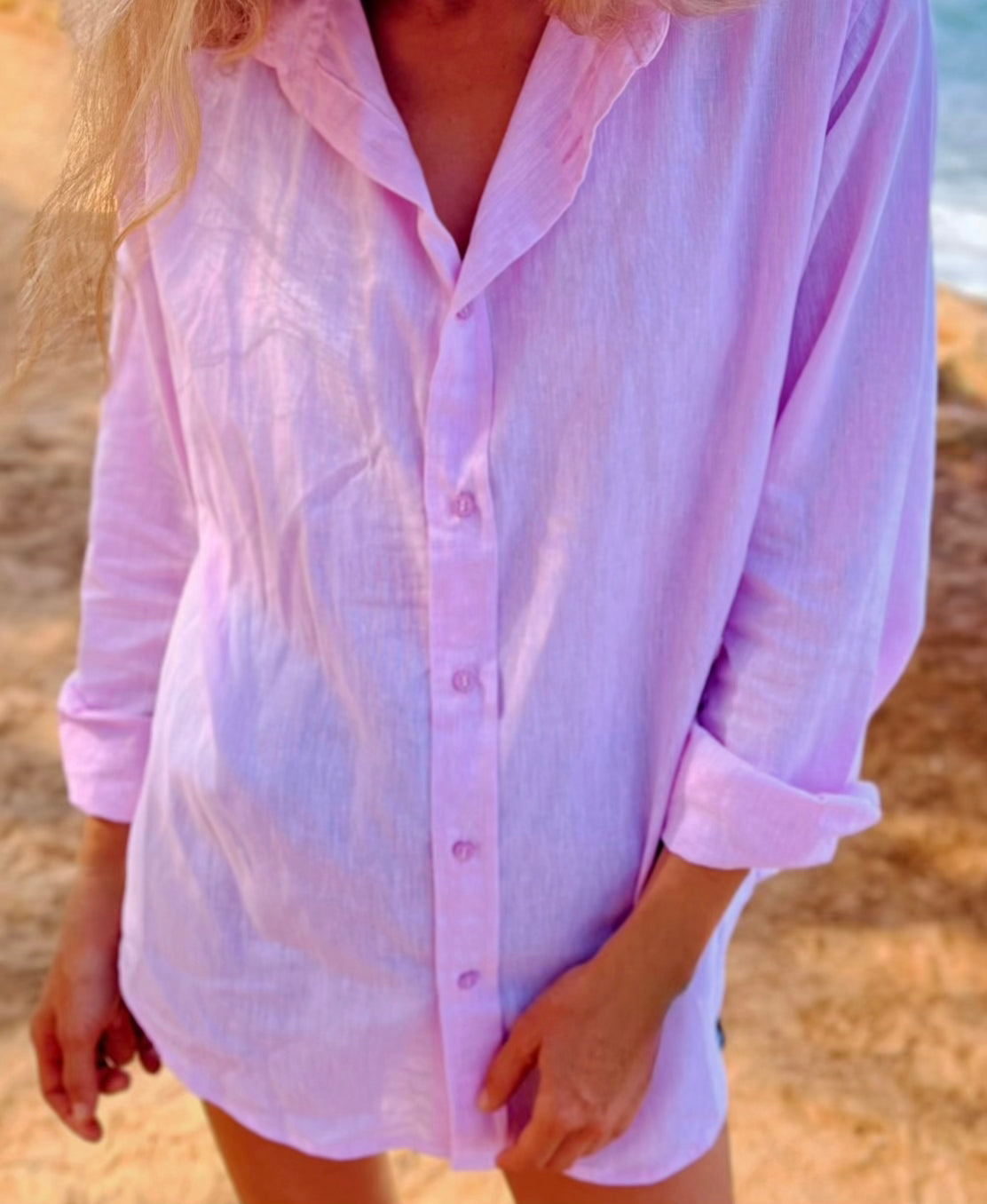 LIVIA Boyfriendshirt linen cotton in soft rosa