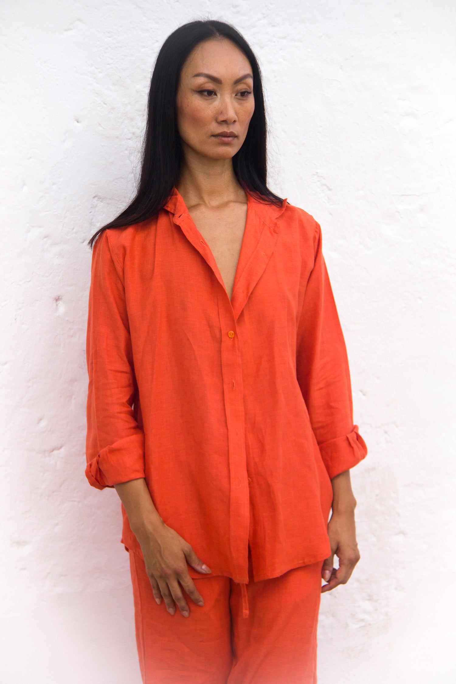 BELGIUM Boyfriendshirt Linen red clay - A Peace of Ibiza® Collection Blouse