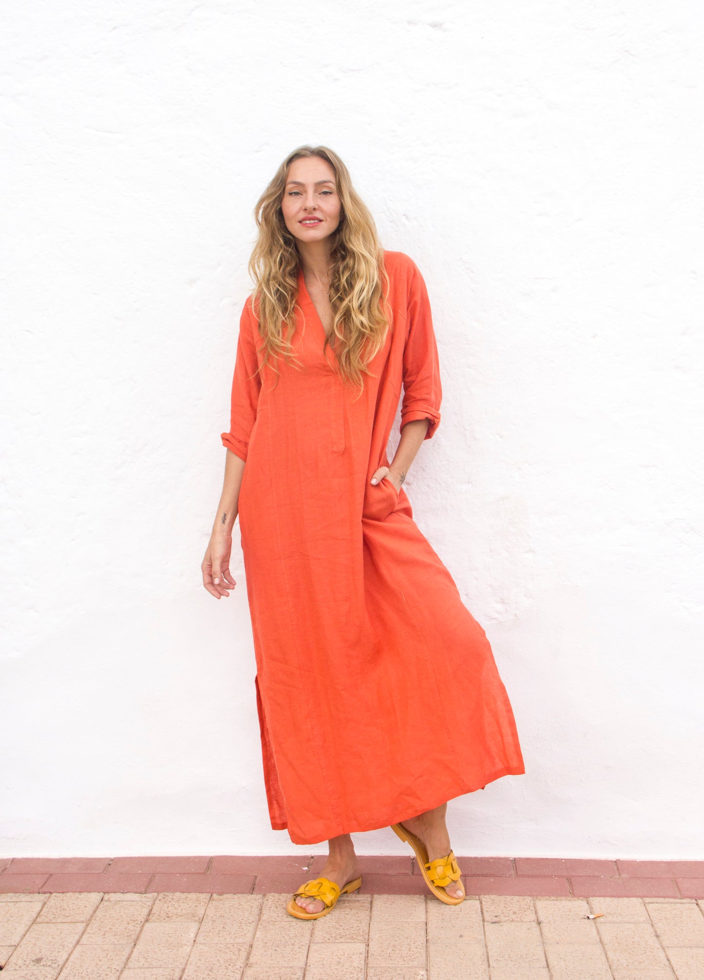 CAPRI DRESS Belgium linen red clay - A Peace of Ibiza® Collection Kleider