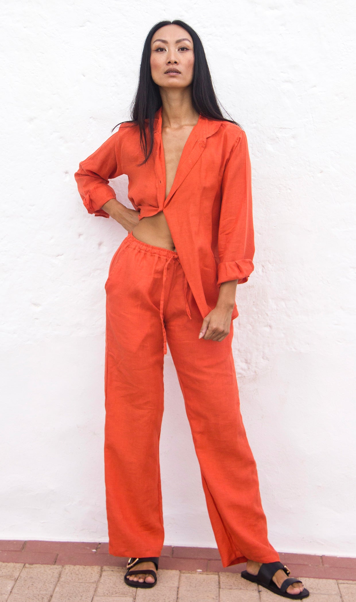 BELGIUM Boyfriendshirt Linen red clay - A Peace of Ibiza® Collection Blouse