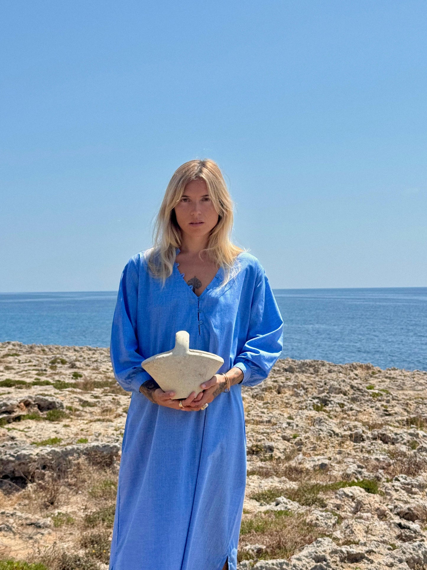 COASTLINE Kaftan Dress Sky Blue