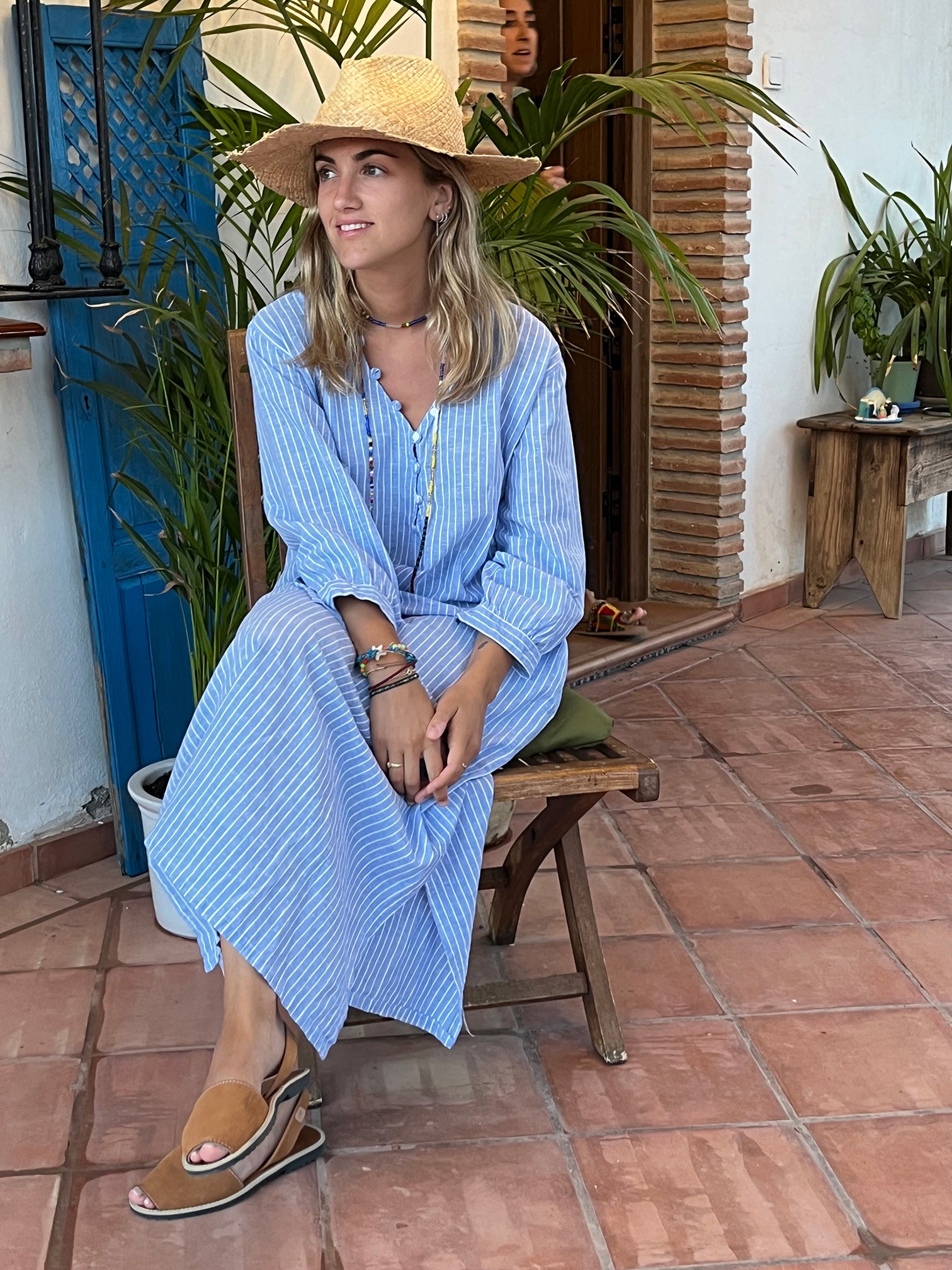blue and white striped sun dress BLUE AND WHITE STRIPED DRESS FOR SPRING