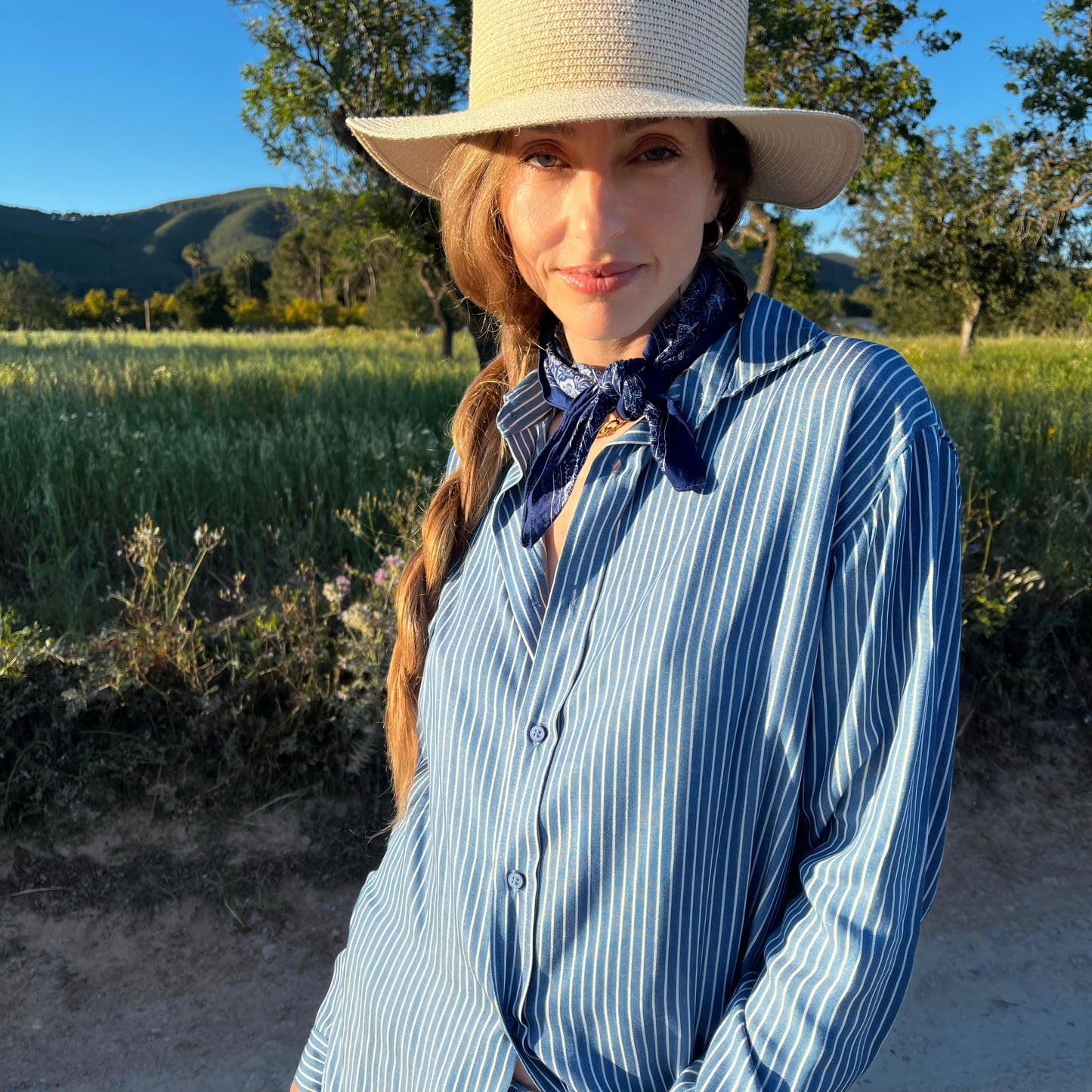 AMANDA Shirt , striped from fine Tencel