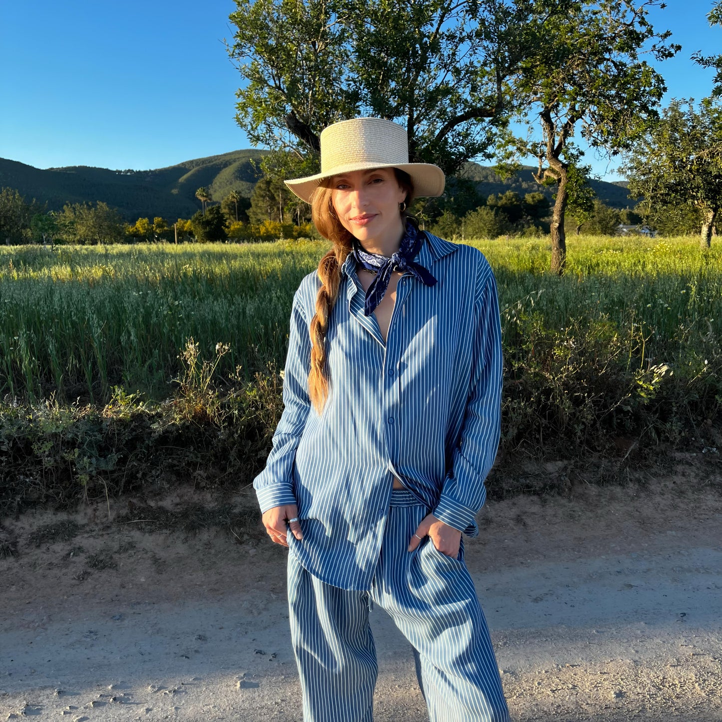 AMANDA Shirt , striped from fine Tencel
