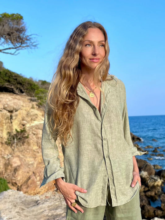 KELLY Boyfriendshirt soft green/khaki