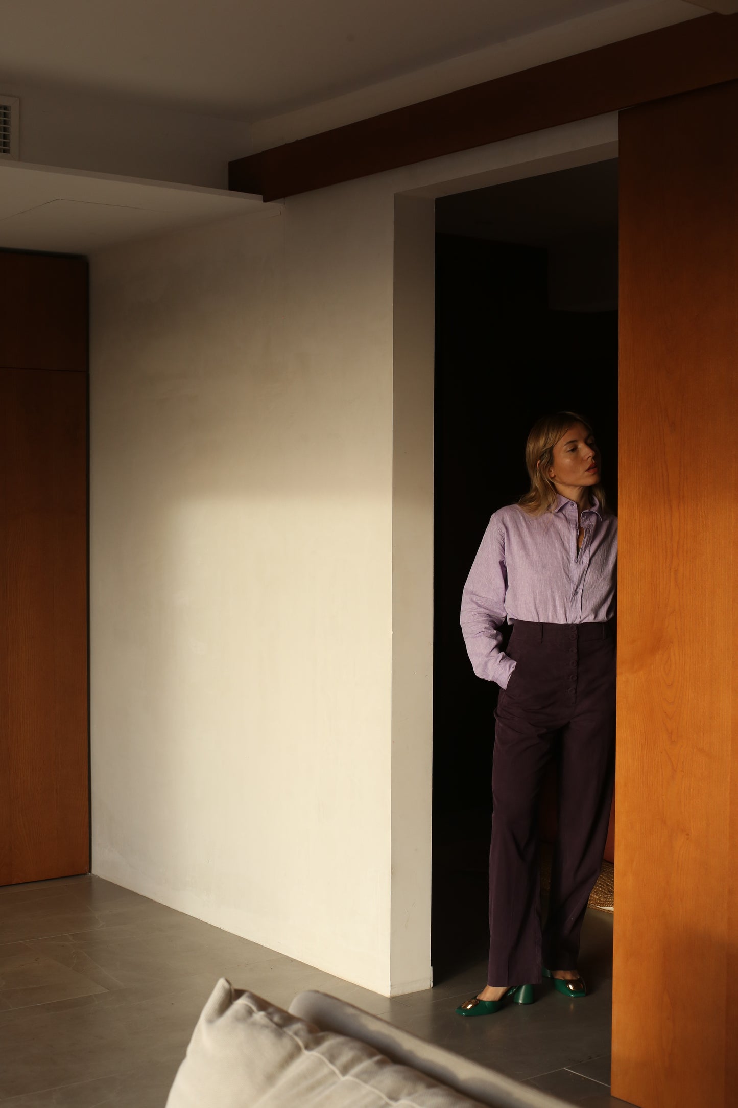 LIVIA BOYFRIENDSHIRT linen cotton lavander