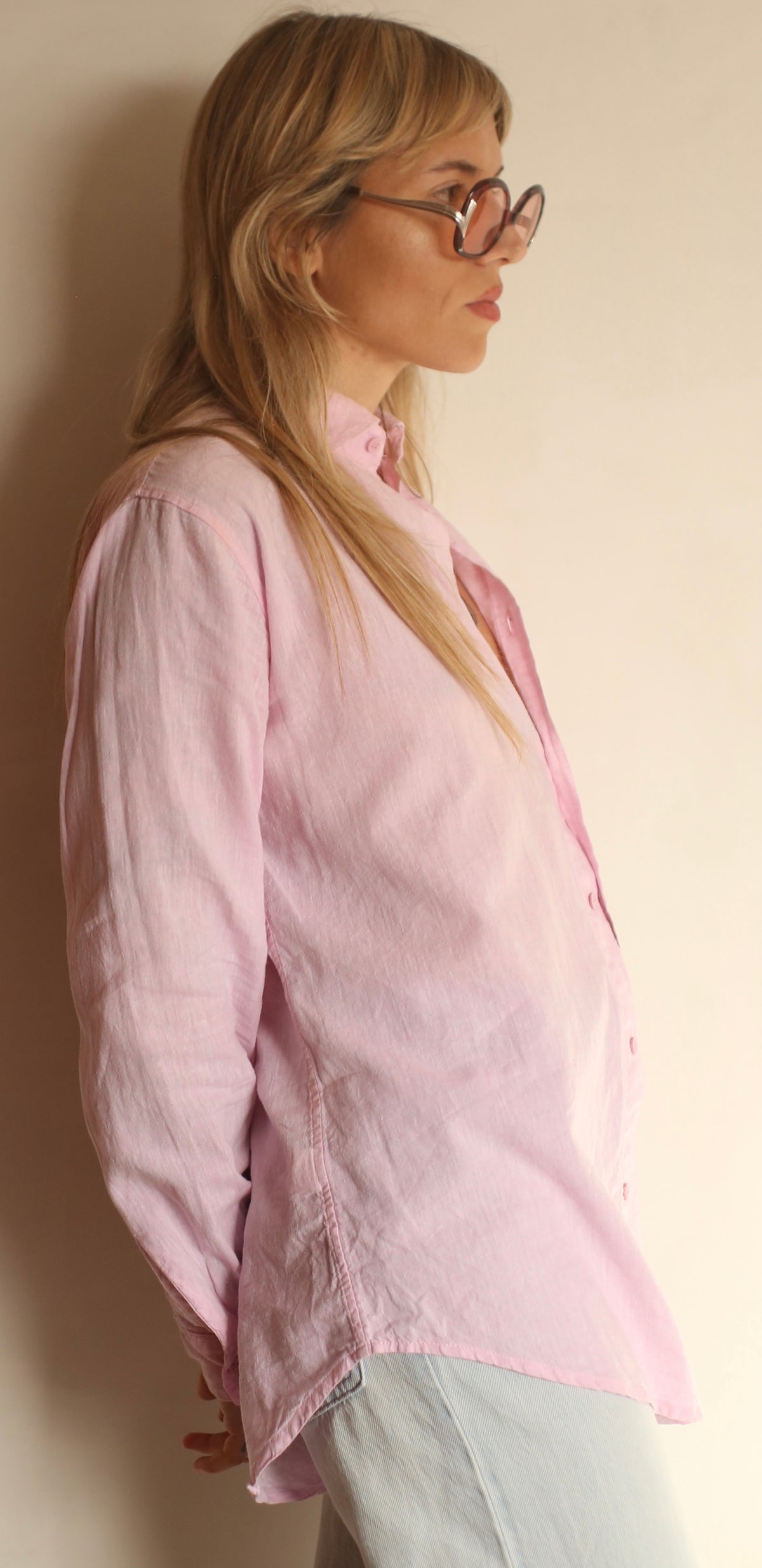 LIVIA Boyfriendshirt linen cotton in soft rosa