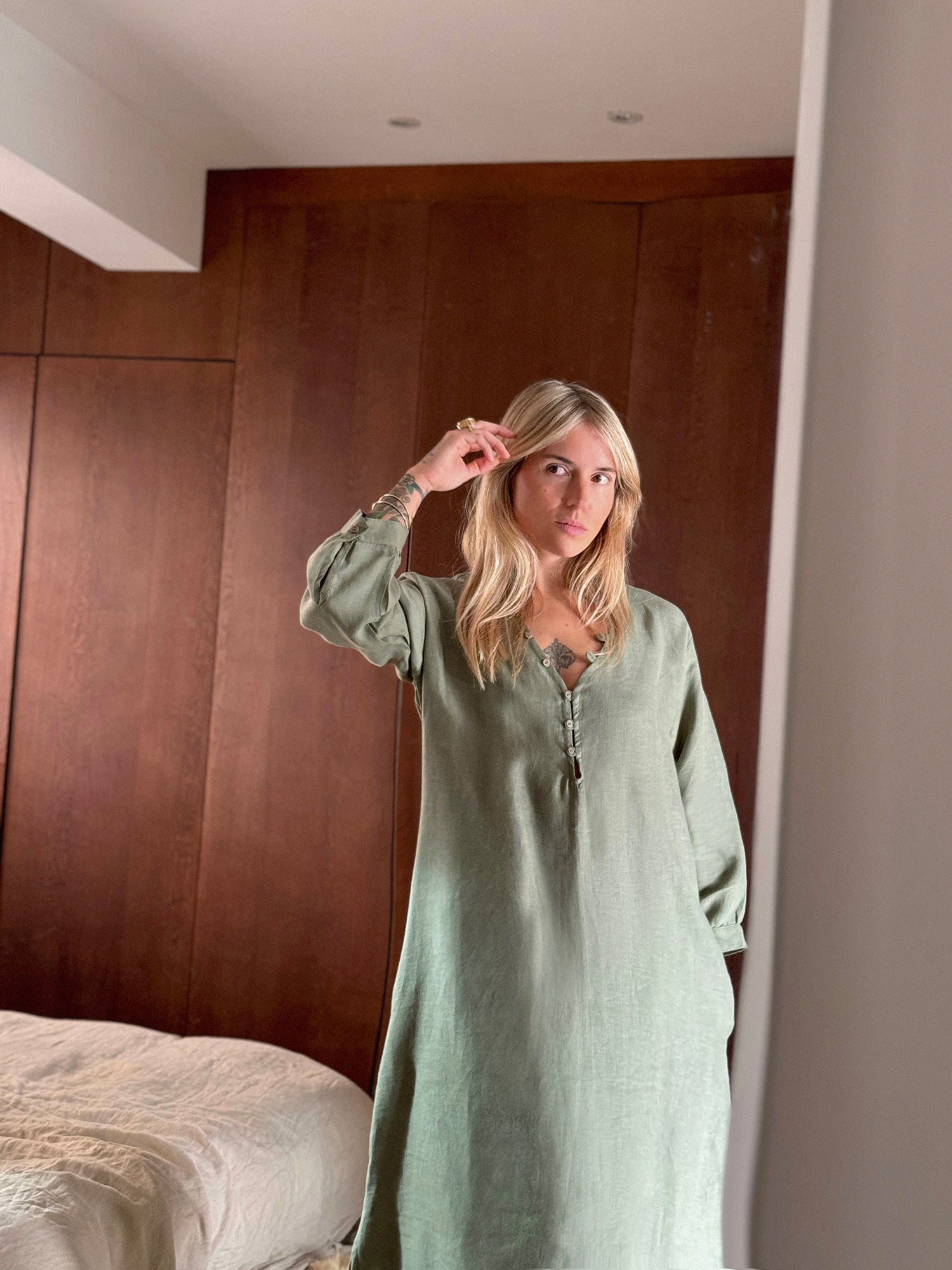 belgian linen dress Biek Verstappen Belgian Linen Shirt Dress in Navy Ink