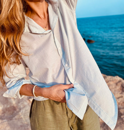 CLAIRE Boyfriendshirt feine Streifen aus dünnem Baumwoll-Voile
