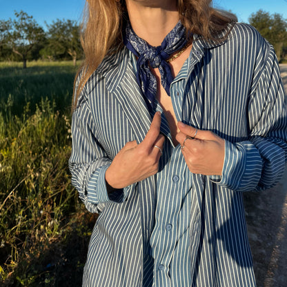 AMANDA Shirt , striped from fine Tencel
