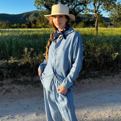 AMANDA Shirt , striped from fine Tencel