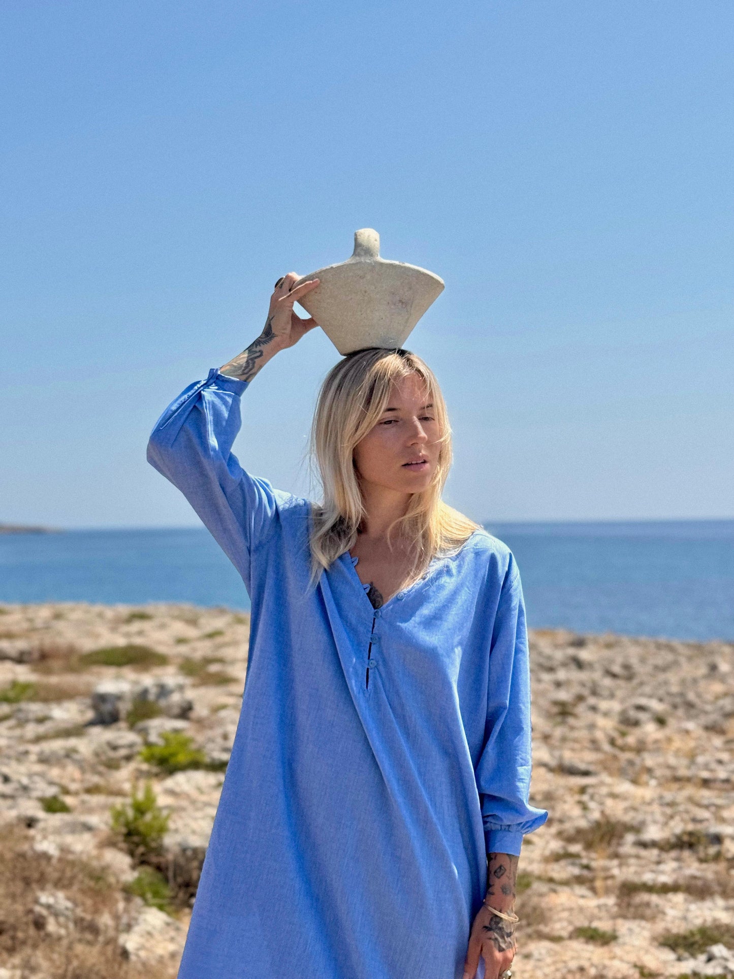 COASTLINE Kaftan Dress Sky Blue