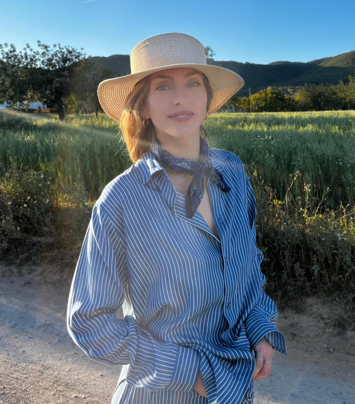 AMANDA Shirt , striped from fine Tencel