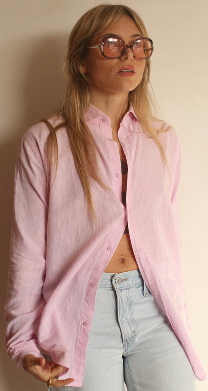 LIVIA Boyfriendshirt linen cotton in soft rosa