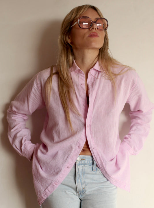 LIVIA Boyfriendshirt linen cotton in soft rosa