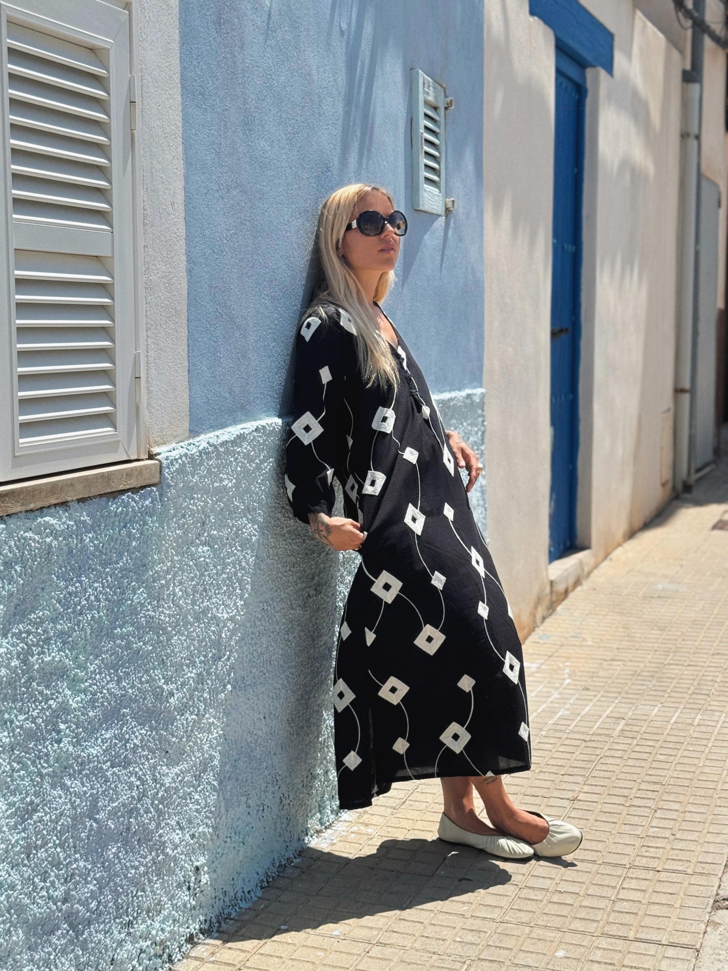 THALLASSO KLEID Baumwolle mit cremefarbener Stickerei